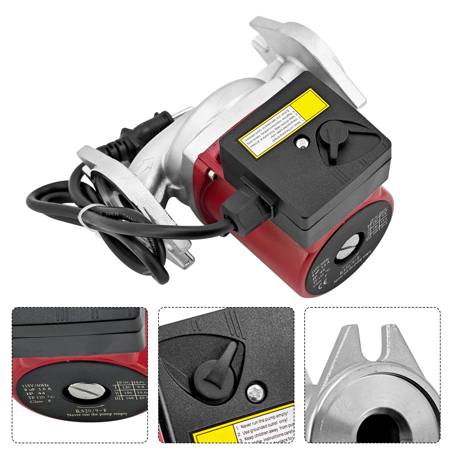 115V 1/6HP Circulator Pump Boiler Pump Used for Radiant Heating, Hydronic Heating, Fan Coil Heating, Solar System, Hot Water System Types