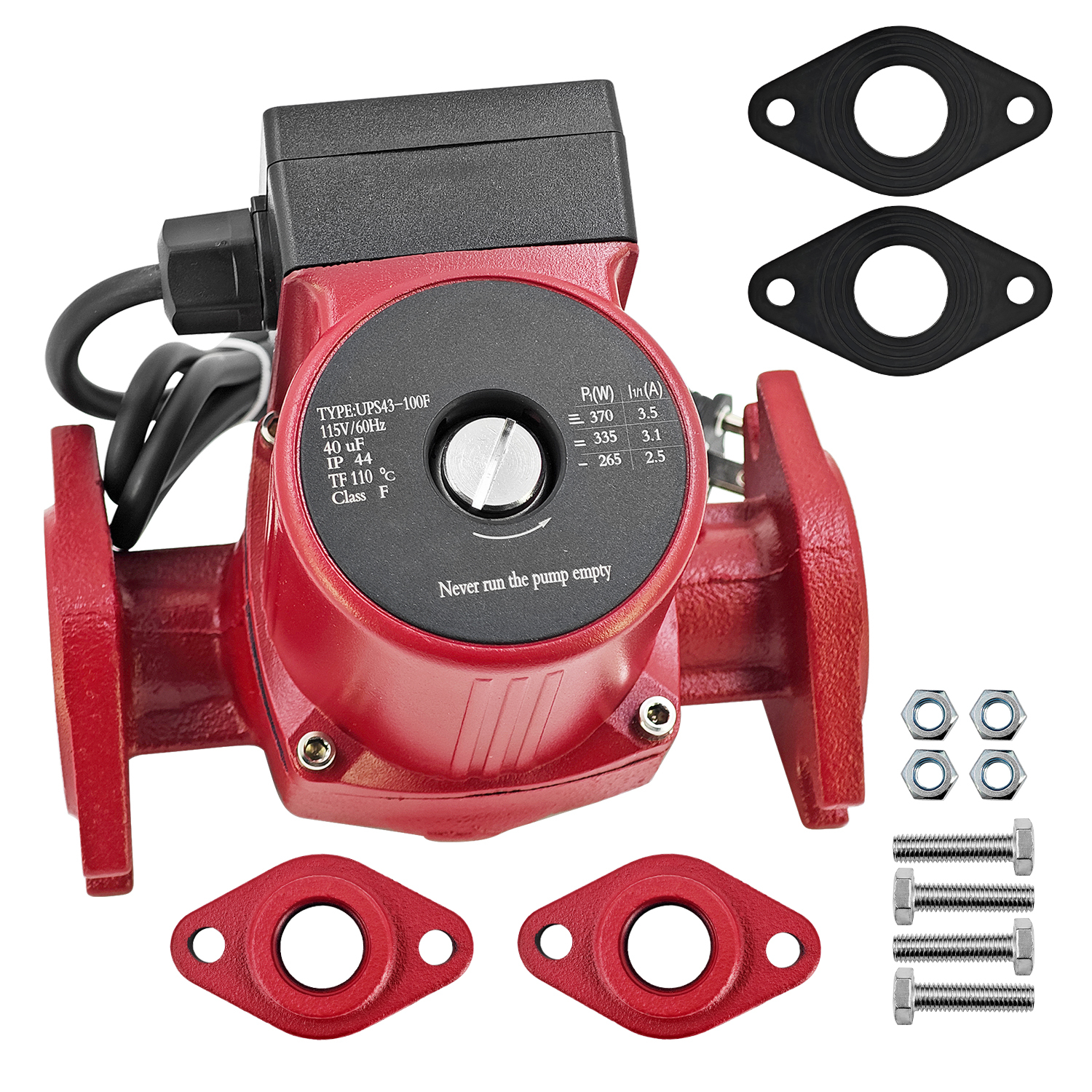 1/3 HP Water Circulator Pump Fits for Grundfos 230V 3-Speed, Hot Water Recirculating Pump for Hydronic Radiant Floor Domestic UPS43100F