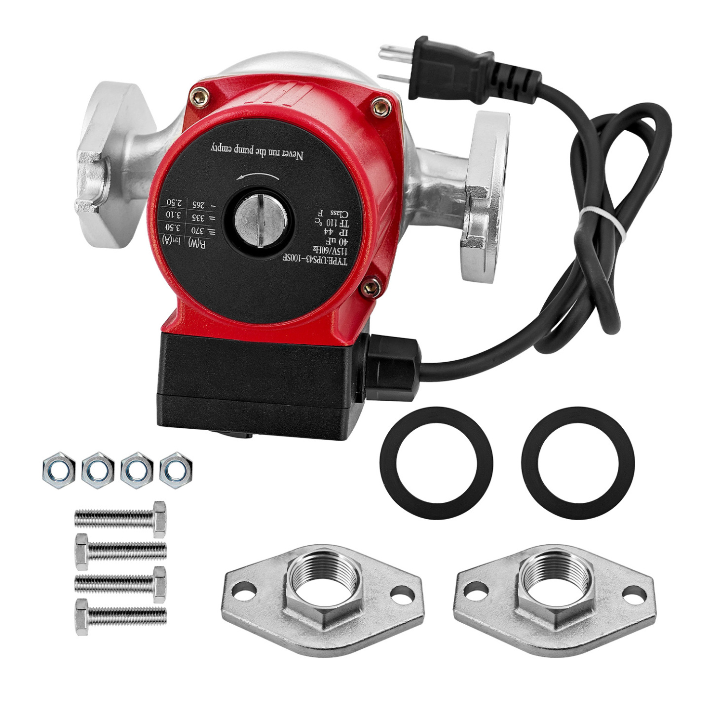 1/2 HP Water Circulator Pump for Grundfos 115V 3-Speed, Hot Water Recirculating Pump for Hydronic Radiant Floor Domestic UPS43100SF