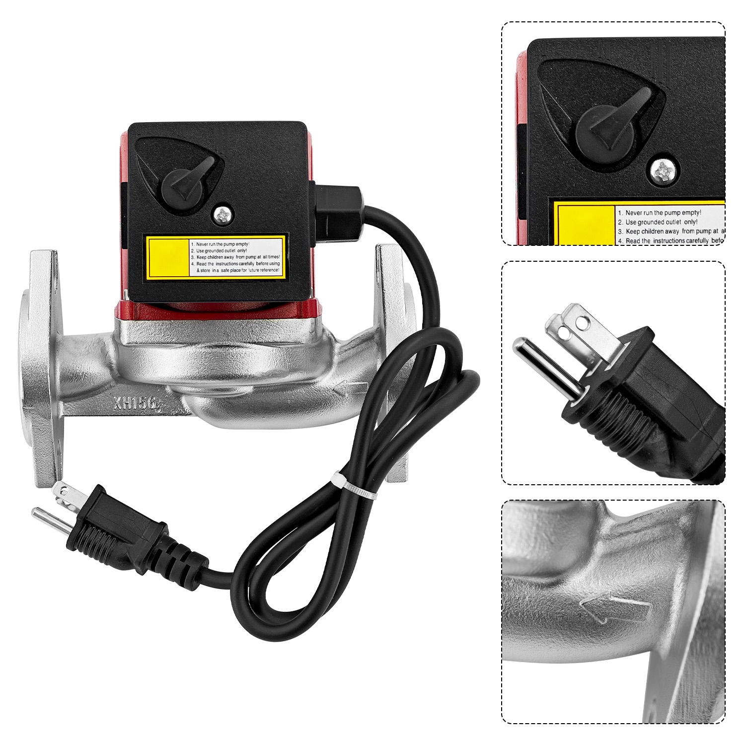 1/2 HP Water Circulator Pump for Grundfos 115V 3-Speed, Hot Water Recirculating Pump for Hydronic Radiant Floor Domestic UPS43100SF