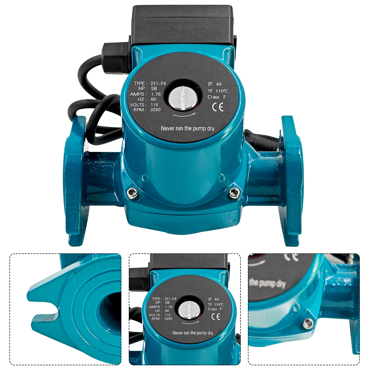 0011-F4 Circulating Pump 0-31 Gpm Flow Range 1/8 hp Cast Iron Cartridge 