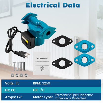 0011-F4 Circulating Pump 0-31 Gpm Flow Range 1/8 hp Cast Iron Cartridge 