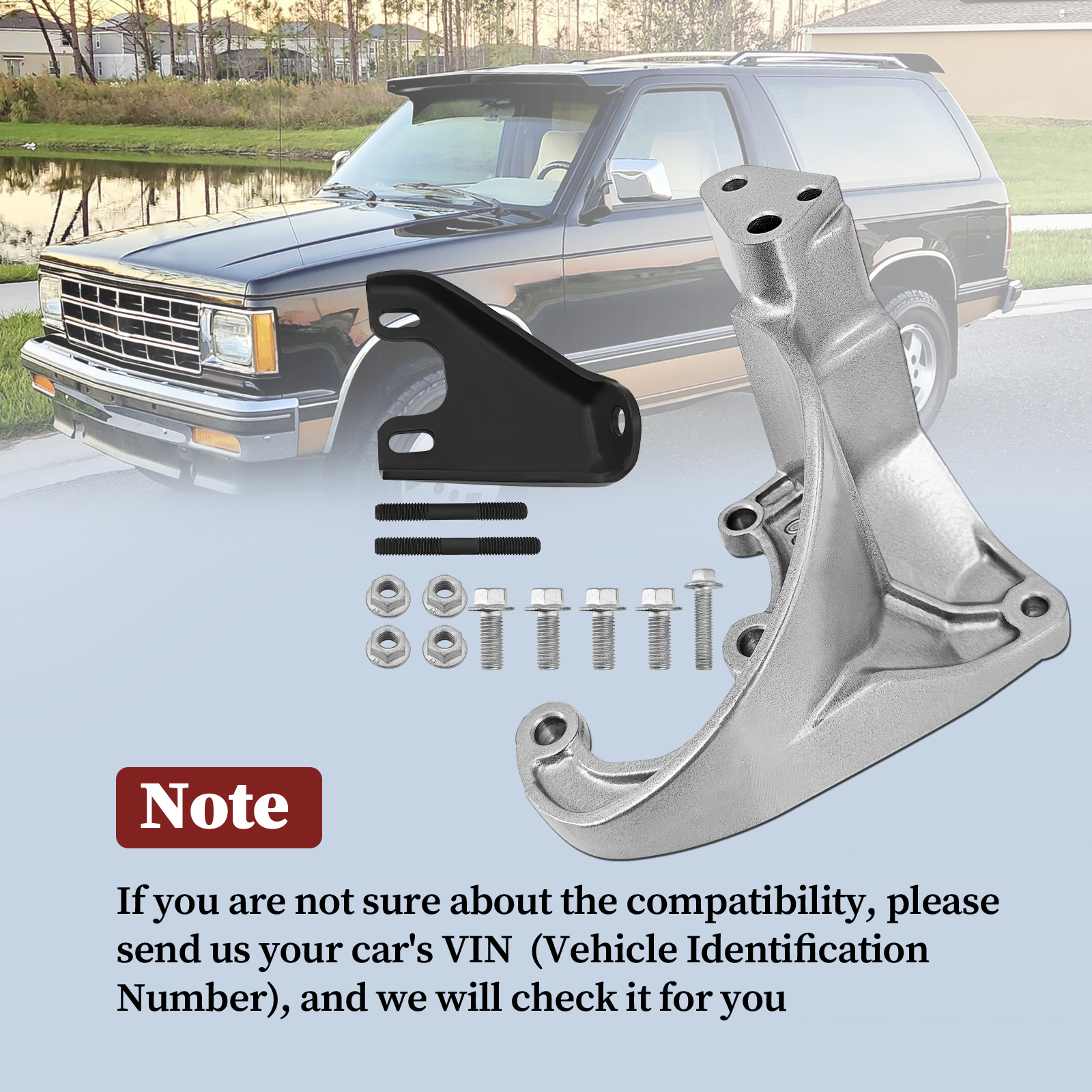 Power Steering Pump Bracket Kit for Chevy S10 Blazer with GMC S15 for Chevy S10/S10 Blazer 1987-1993;for GMC S15 Jimmy 1987-1993; for GMC Sonoma 1991-1993; 2.8L V6 Engine 14092956
