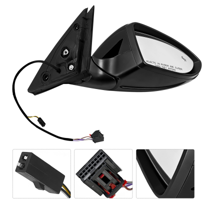 Black Right Passenger Side Power Mirror Fits for Volkswagen Jetta 2019-2023 w/Blind Spot Detection, Power Heated