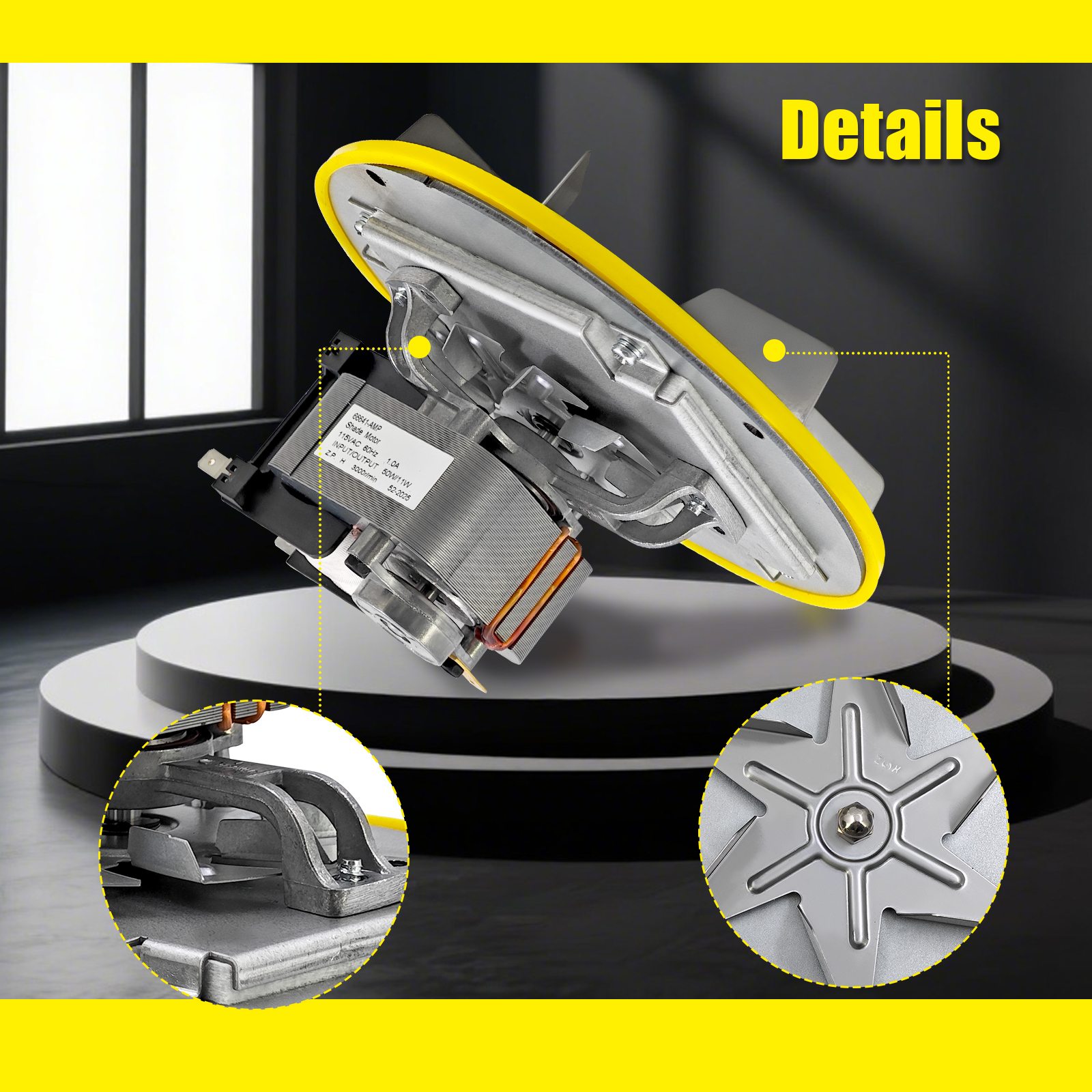Combustion Exhaust Blower for Cleveland Iron Works PSBF66W, PS60W, PS130W Pellet Stoves, with Works Combustion Blower Gasket