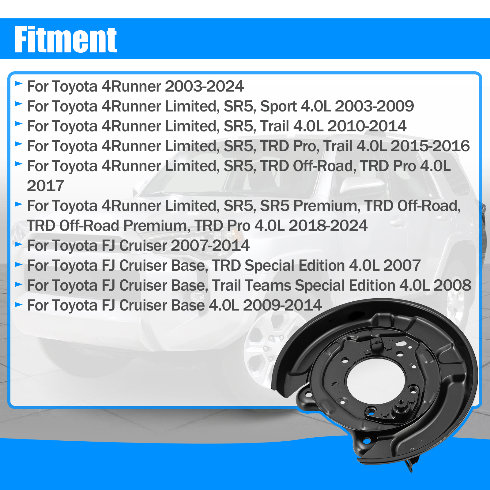 Right Parking Brake Plate Fits for Toyota 4Runner 4.0L 2003-2024 for FJ Cruiser 4.0L 2007-2014