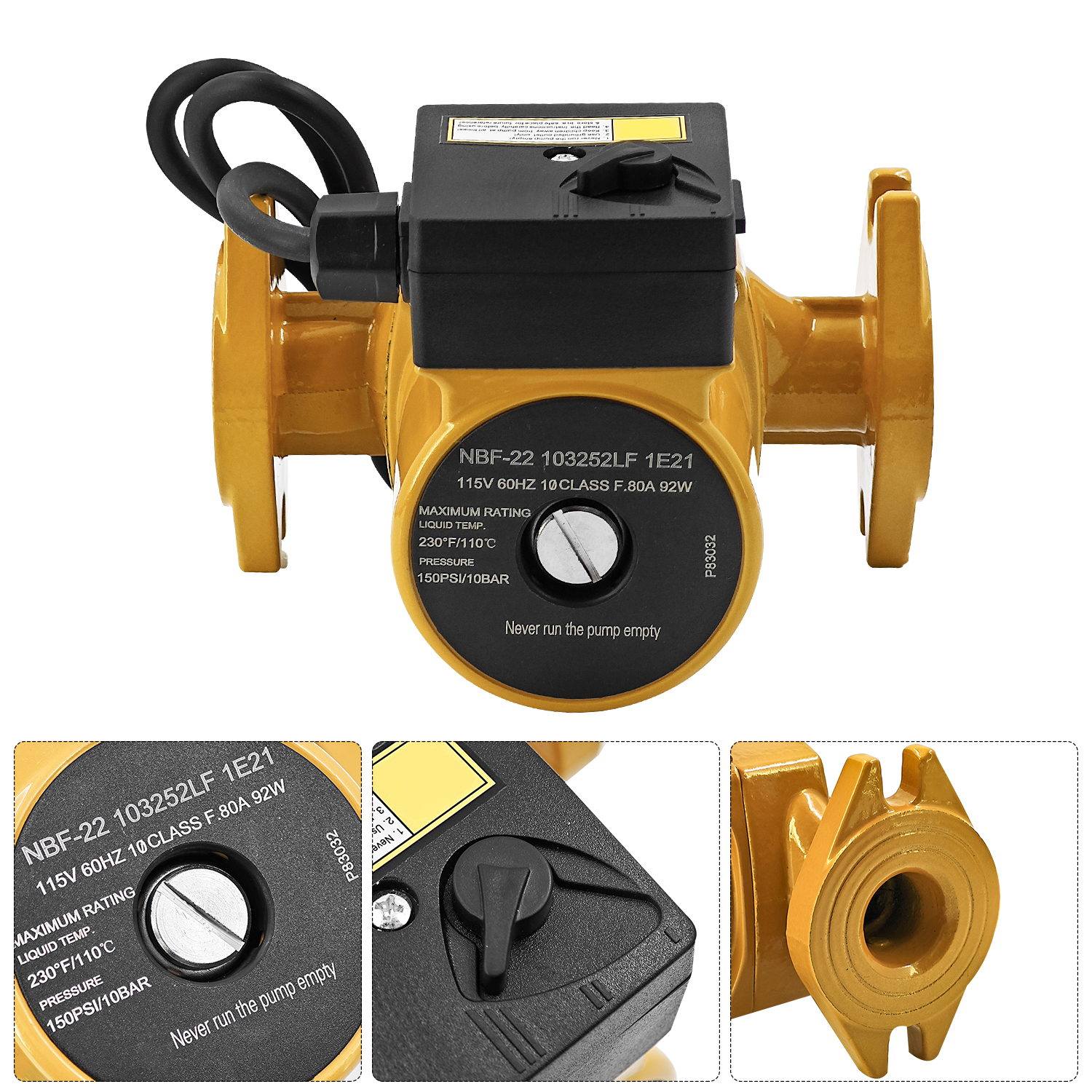 Circulator Pump for Bell & Gossett Model NBF-22 for Potable Water/Nbf and SSF Lead-Free Cast iron 1/25 HP 115V 92W 3 Speed