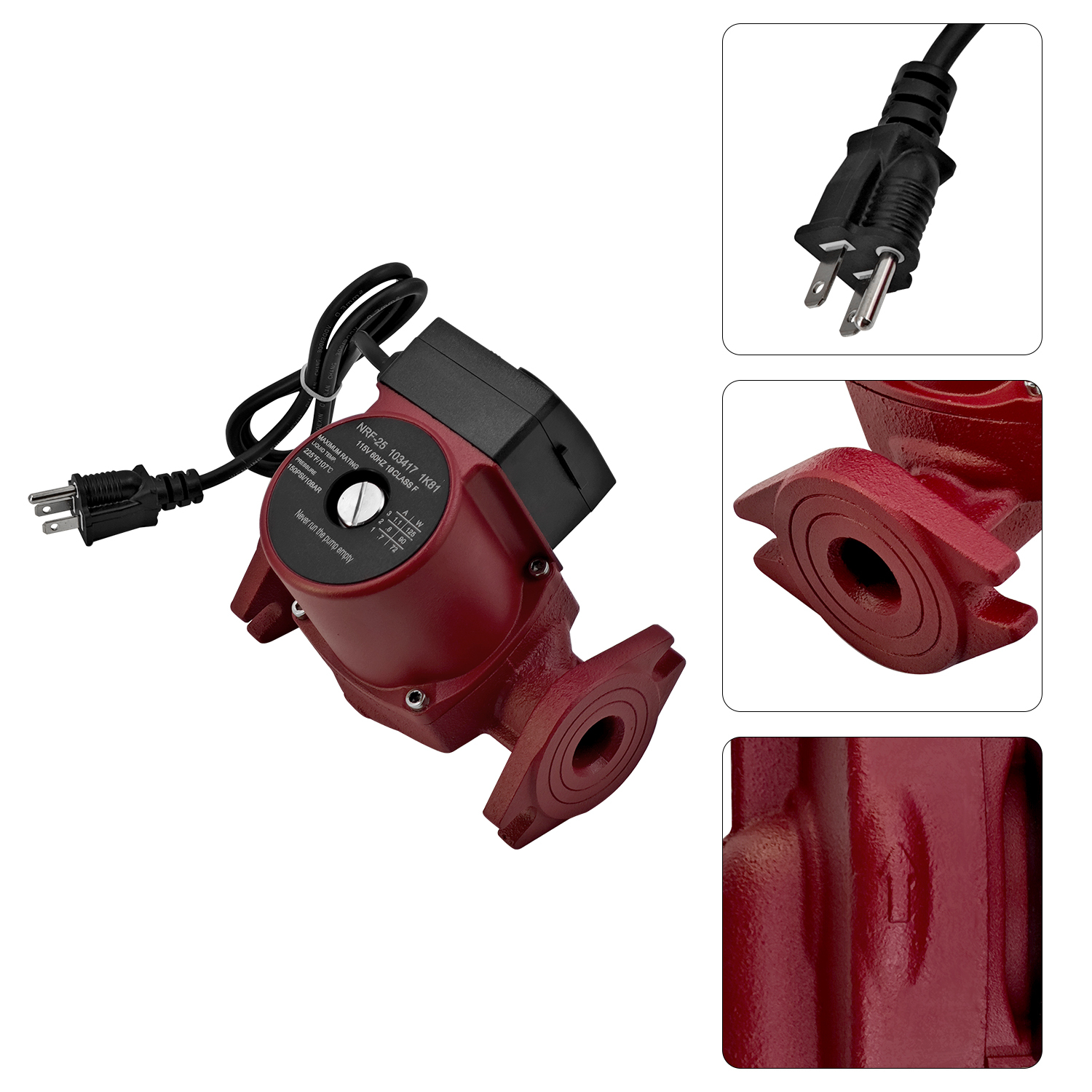 NRF-25 Circulator Pump for Bell & Gossett NRF-25 Hot Water, 3-Speed Cast Iron Flanged 115V 125W 1/6 HP