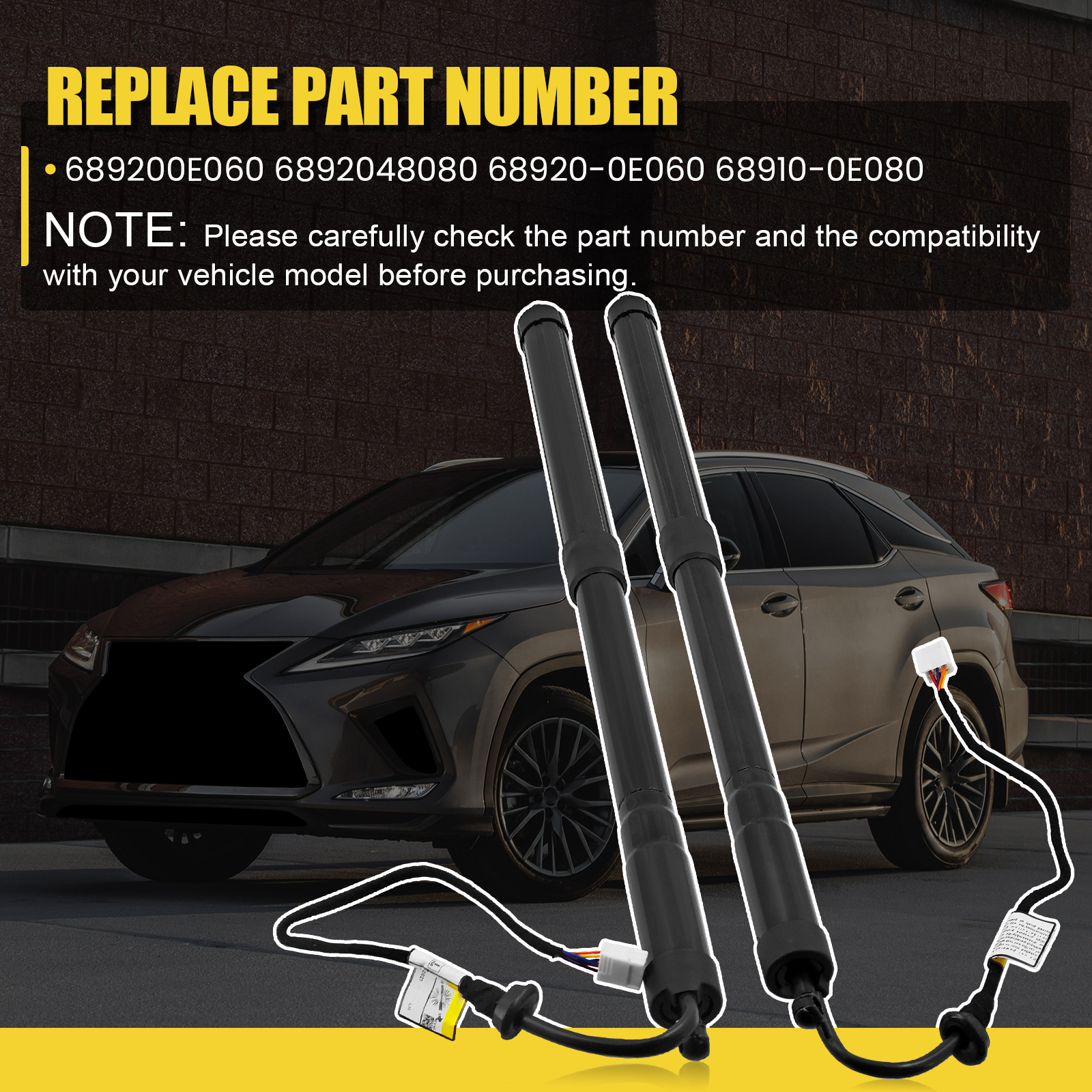 Rear Left & Right Tailgate Power Hatch Lift Support Shock Strut Fits for Lexus RX350 RX450h 2020-2022 #689200E060