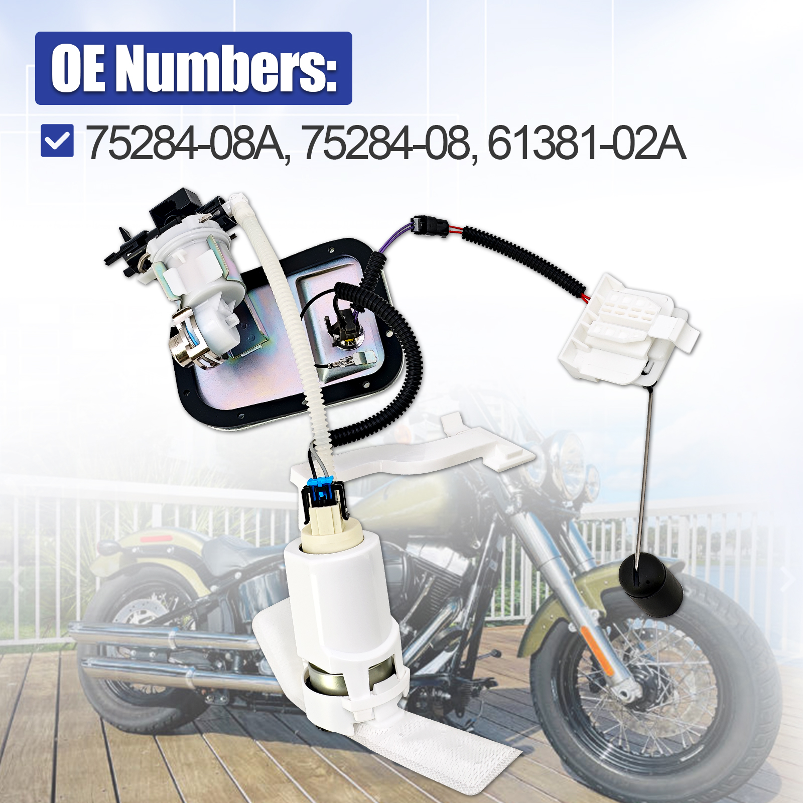 Fuel Pump Assembly Fits for Harley-Davidson Softail Slim Heritage Fat Boy Deluxe Cross Bones 2008-2017