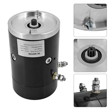 1245-18 Electric Motor Fits for Hydraulic Pumps, 12V DC, 1.6 KW with 2 Terminals 9 Teeth