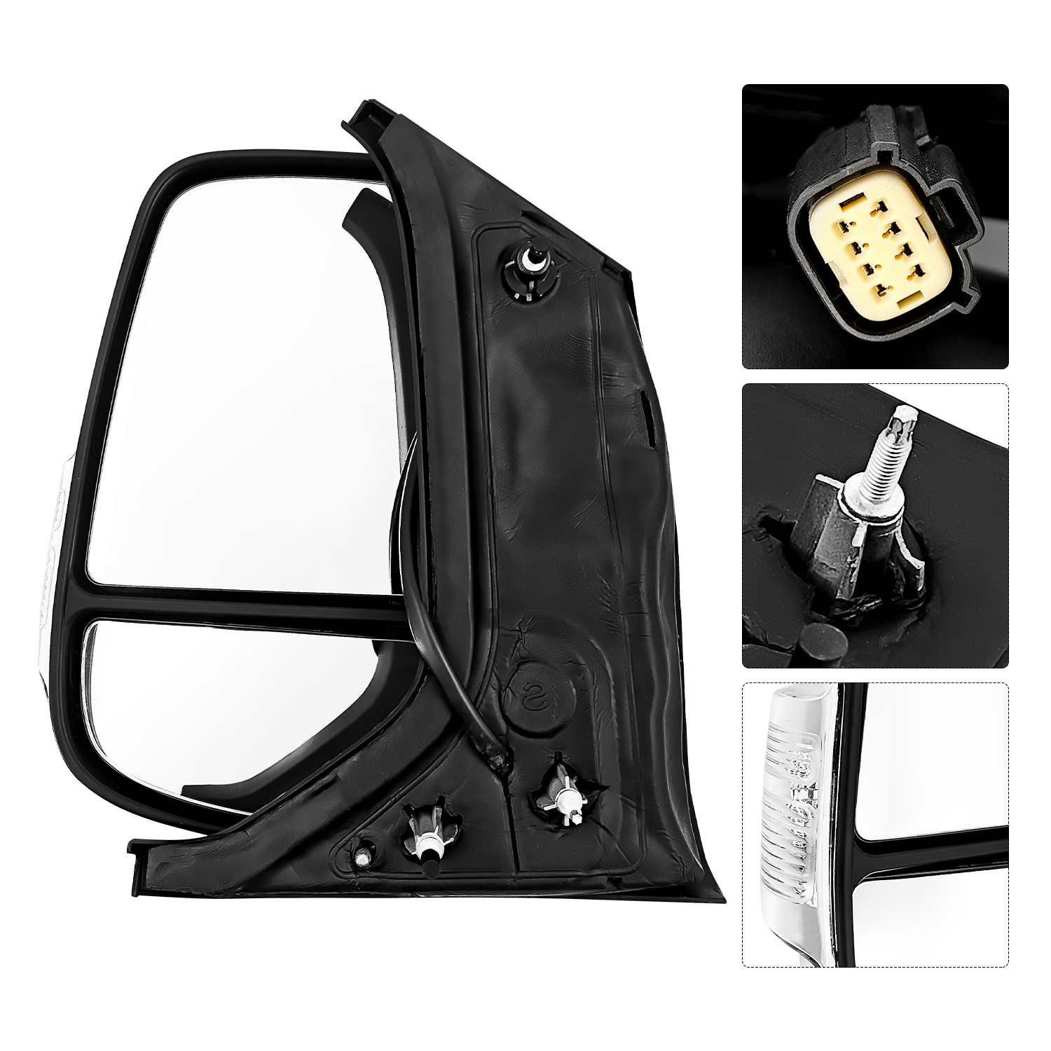 Left Driver Side Tow Mirror Fits for Ford Transit 150 250 350 2018-2019 Support Power Folding Power Heated Adjust with Turn Signal Light Short Arm