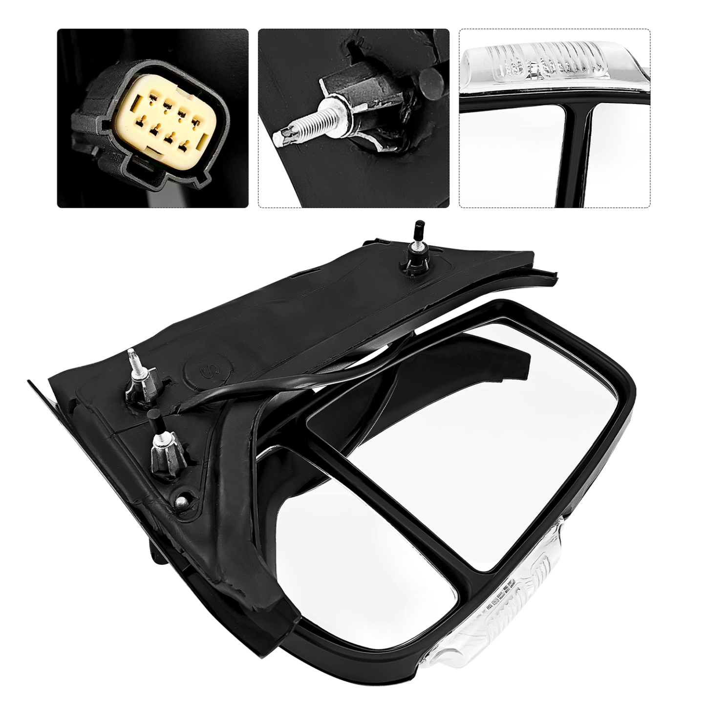 Right Passenger Side Tow Mirror Fits for Ford Transit 150 250 350 2018-2019 Support Power Folding Power Heated Adjust with Turn Signal Light Short Arm