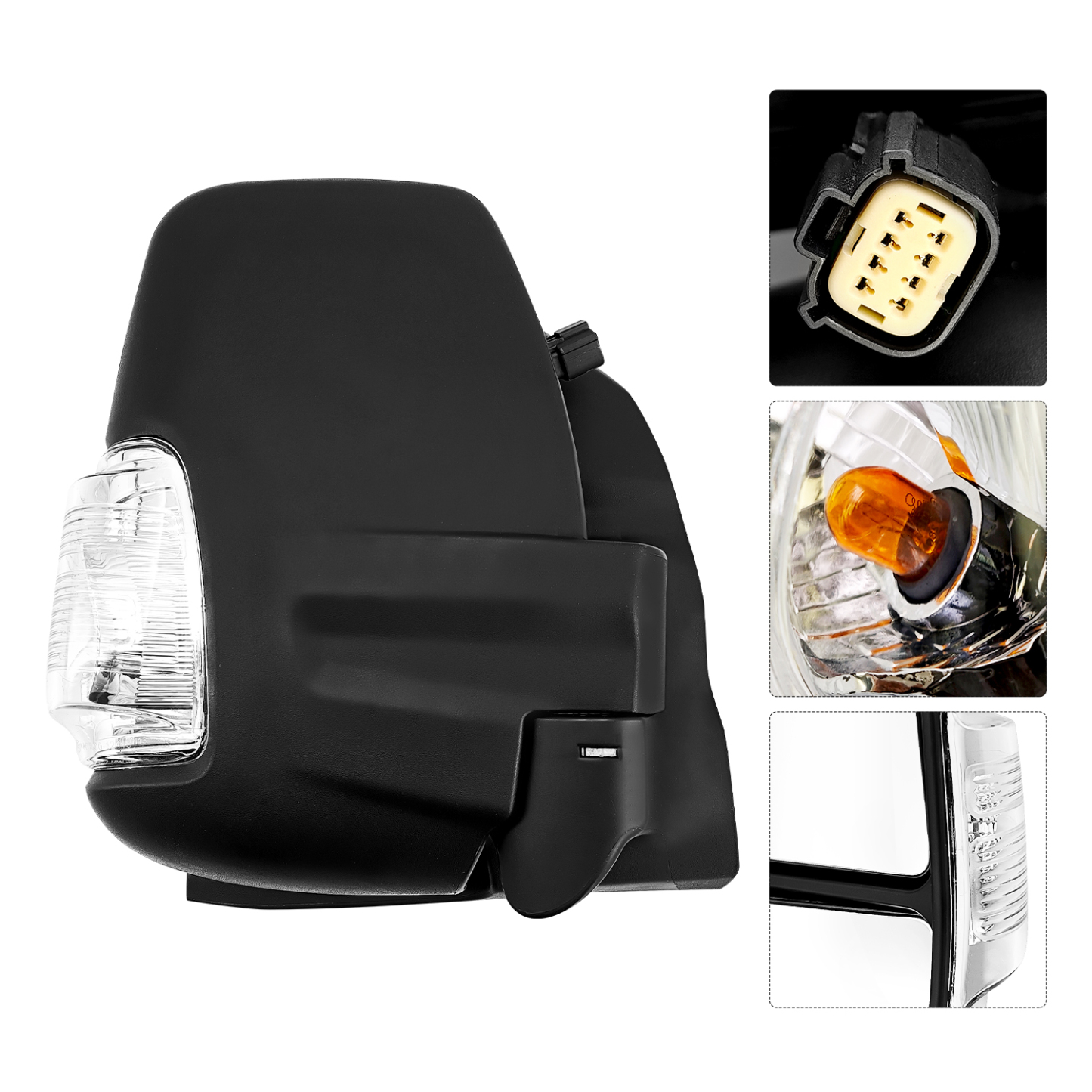 Right Passenger Side Tow Mirror Fits for Ford Transit 150 250 350 2018-2019 Support Power Folding Power Heated Adjust with Turn Signal Light Short Arm