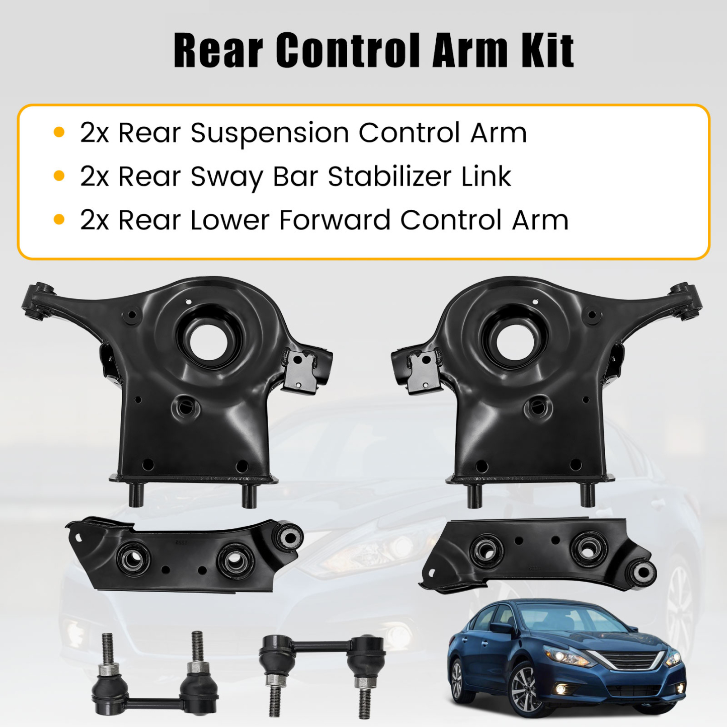 Rear Control Arm kit w/Rear Bar Stabilizer Link Fits for Nissan Altima 2.5L 3.5L 2013-2018, Maxima 3.5L 2016-2018