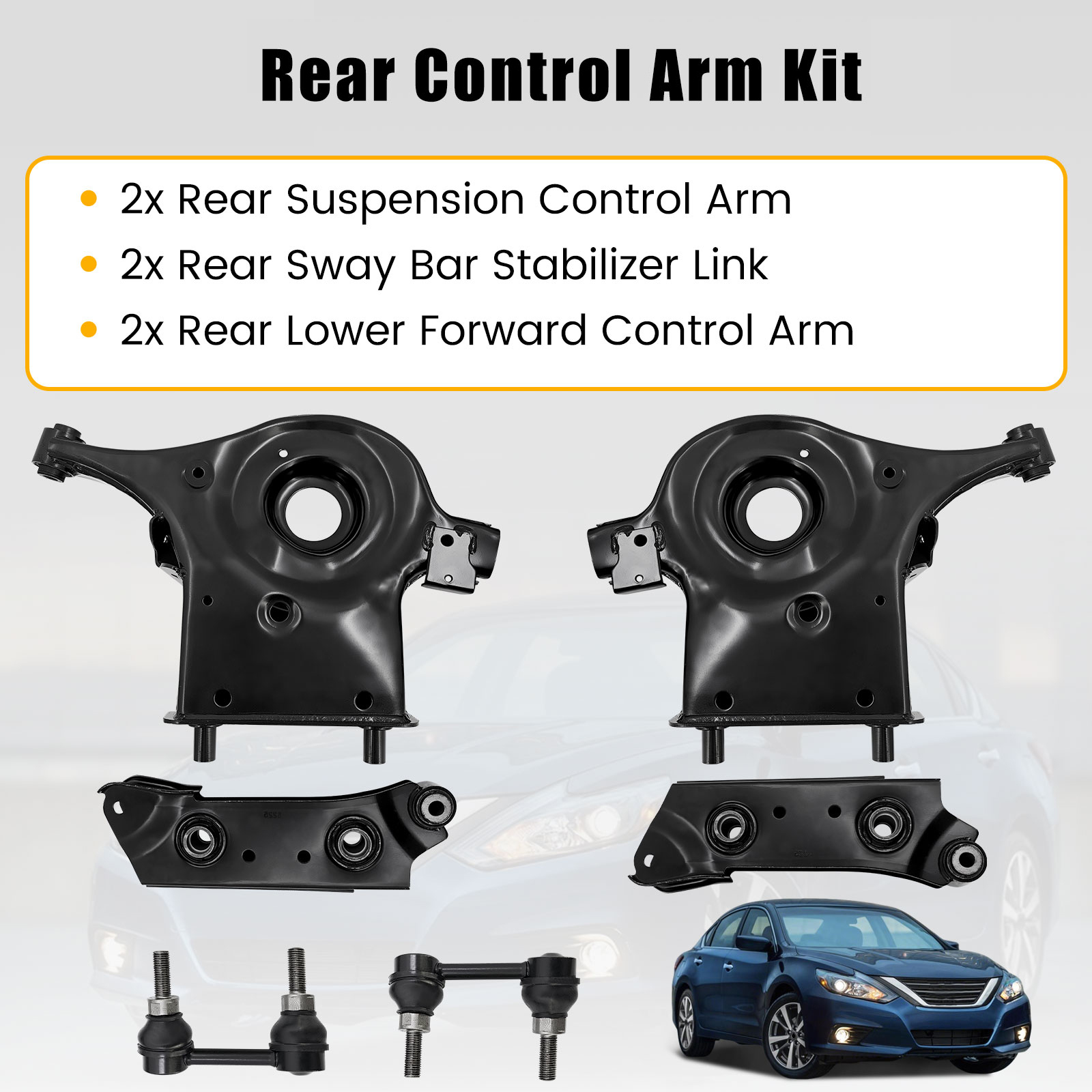 Rear Control Arm kit w/Rear Bar Stabilizer Link Fits for Nissan Altima 2.5L 3.5L 2013-2018, Maxima 3.5L 2016-2018
