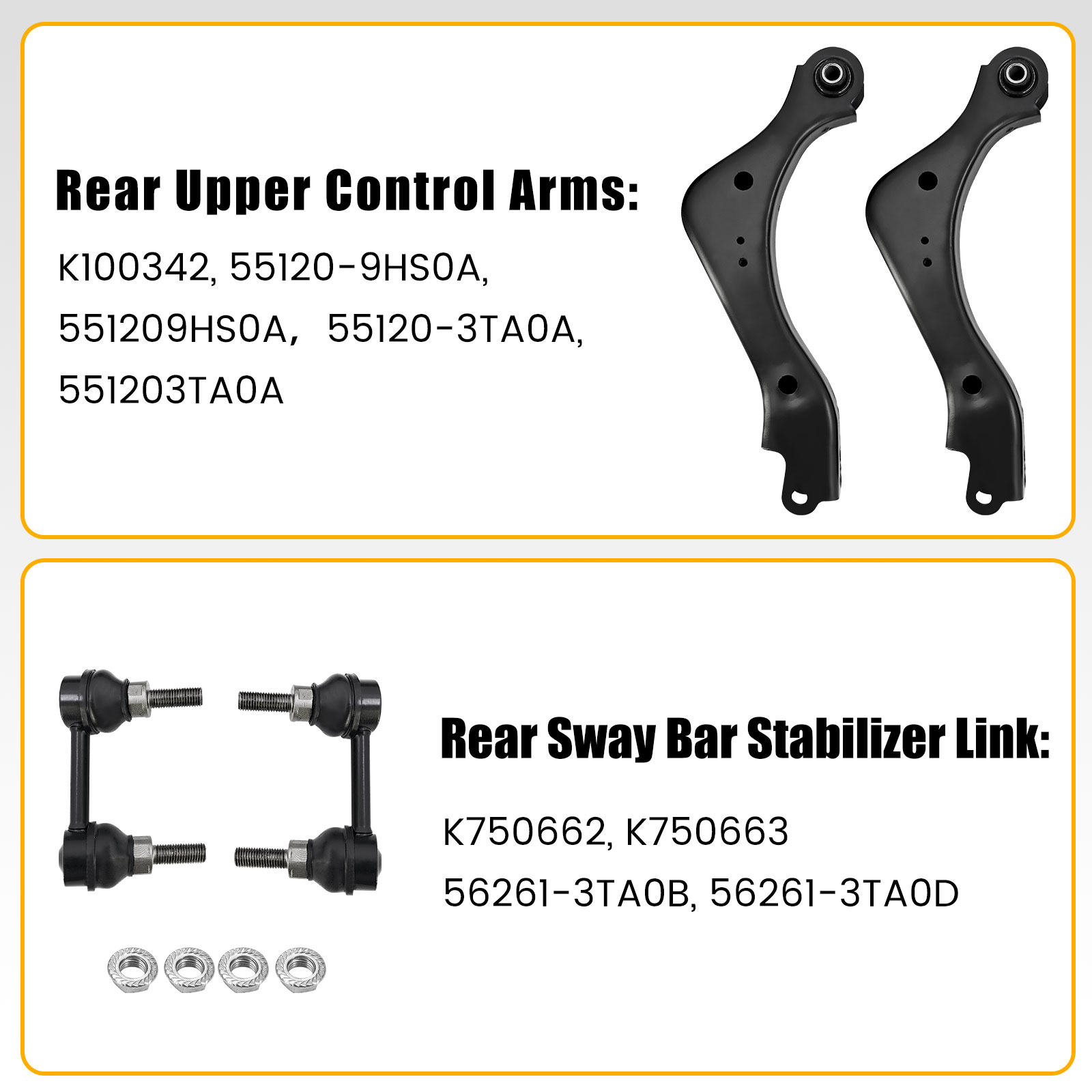 Rear Control Arm kit w/Rear Bar Stabilizer Link Fits for Nissan Altima 2.5L 3.5L 2013-2018, Maxima 3.5L 2016-2018