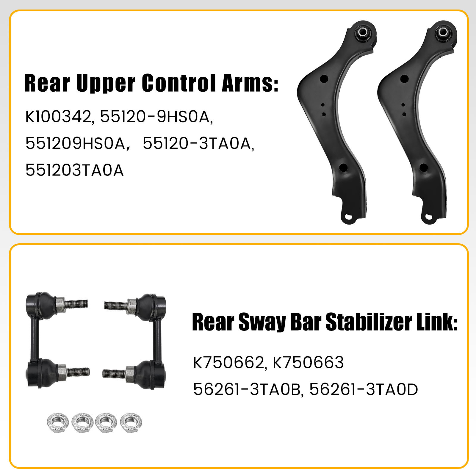 Rear Control Arm kit w/Rear Bar Stabilizer Link Fits for Nissan Altima 2.5L 3.5L 2013-2018, Maxima 3.5L 2016-2018