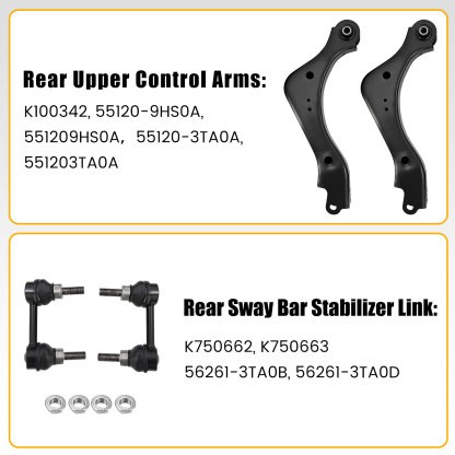 Rear Control Arm kit w/Rear Bar Stabilizer Link Fits for Nissan Altima 2.5L 3.5L 2013-2018, Maxima 3.5L 2016-2018