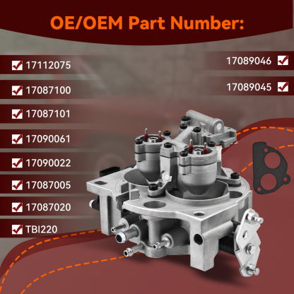Throttle Body with Fuel Injector Compatible with Chevy & GMC 350 5.7L C1500 C2500 K1500 K2500 Suburban Tahoe Silverado 1987-1990
