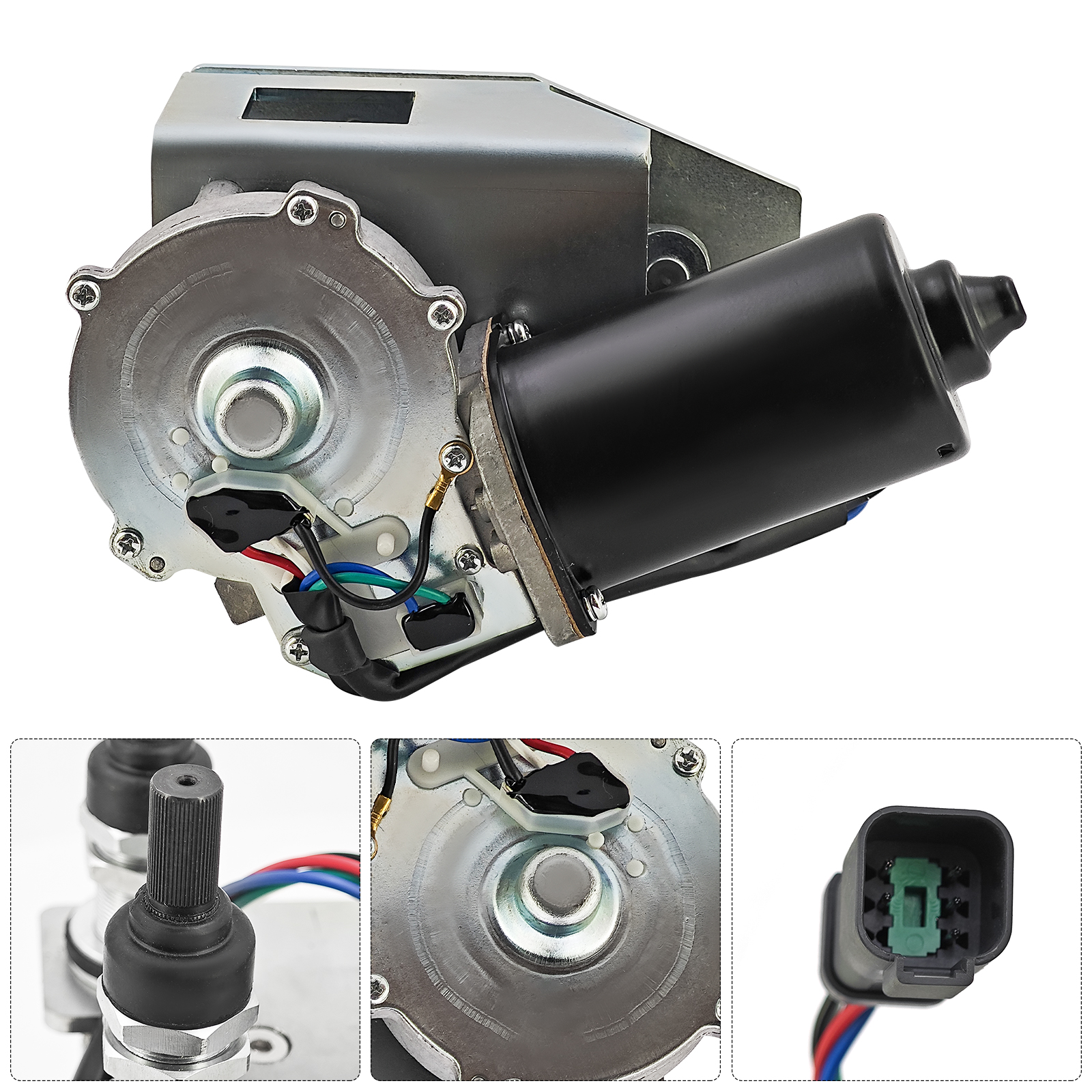 Windshield Wiper Motor Assembly for Caterpillar Cat 938K 938M 924K 926M 930K 930M Wheel Loaders, Includes Caps & Hardware