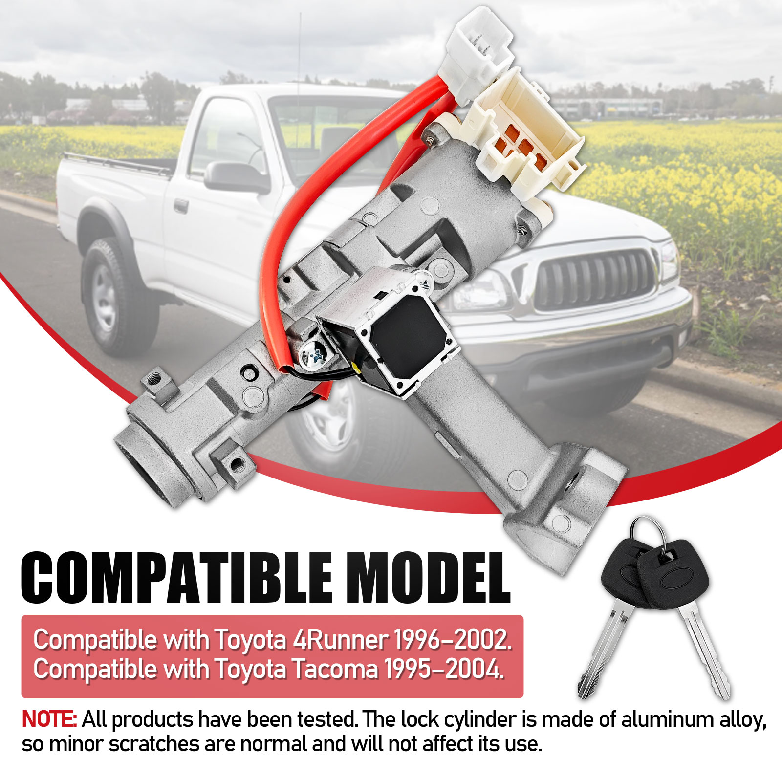 Ignition Switch Lock Cylinder Assembly w/2 Keys Fit for Toyota Tacoma 1995-2004, for 4Runner 1996-2002