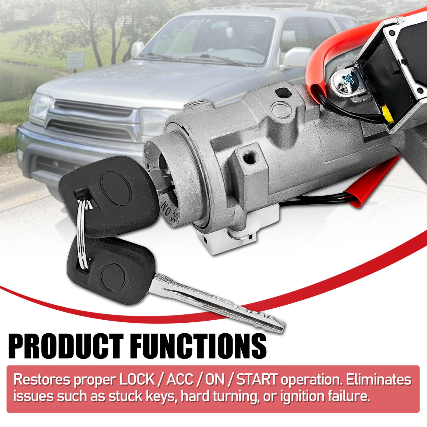 Ignition Switch Lock Cylinder Assembly w/2 Keys Fit for Toyota Tacoma 1995-2004, for 4Runner 1996-2002