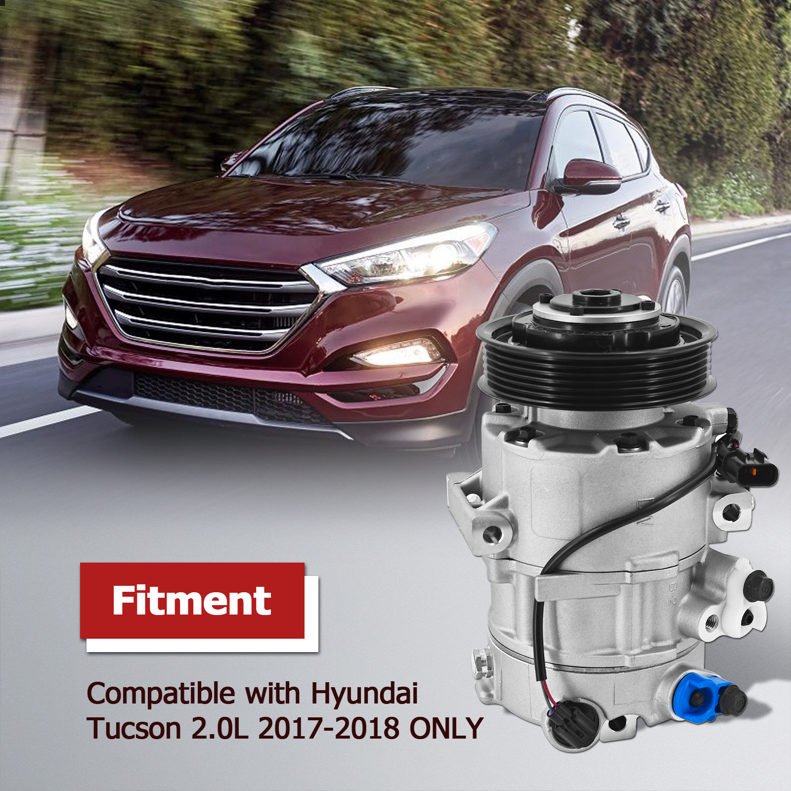 2.0L AC Compressor Assembly w/Clutch Compatible with Hyundai Tucson 2.0L 2017-2018