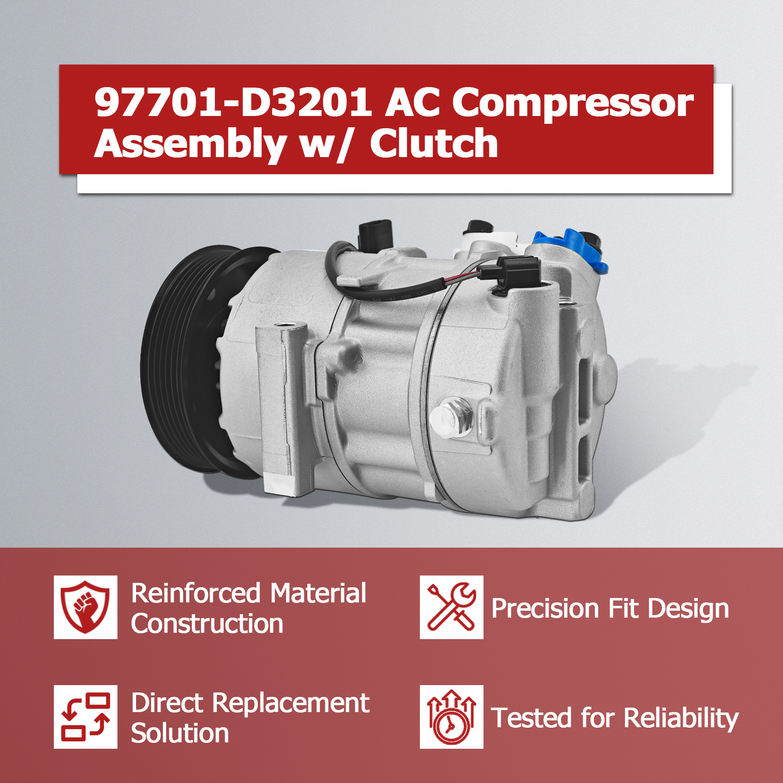 2.0L AC Compressor Assembly w/Clutch Compatible with Hyundai Tucson 2.0L 2017-2018