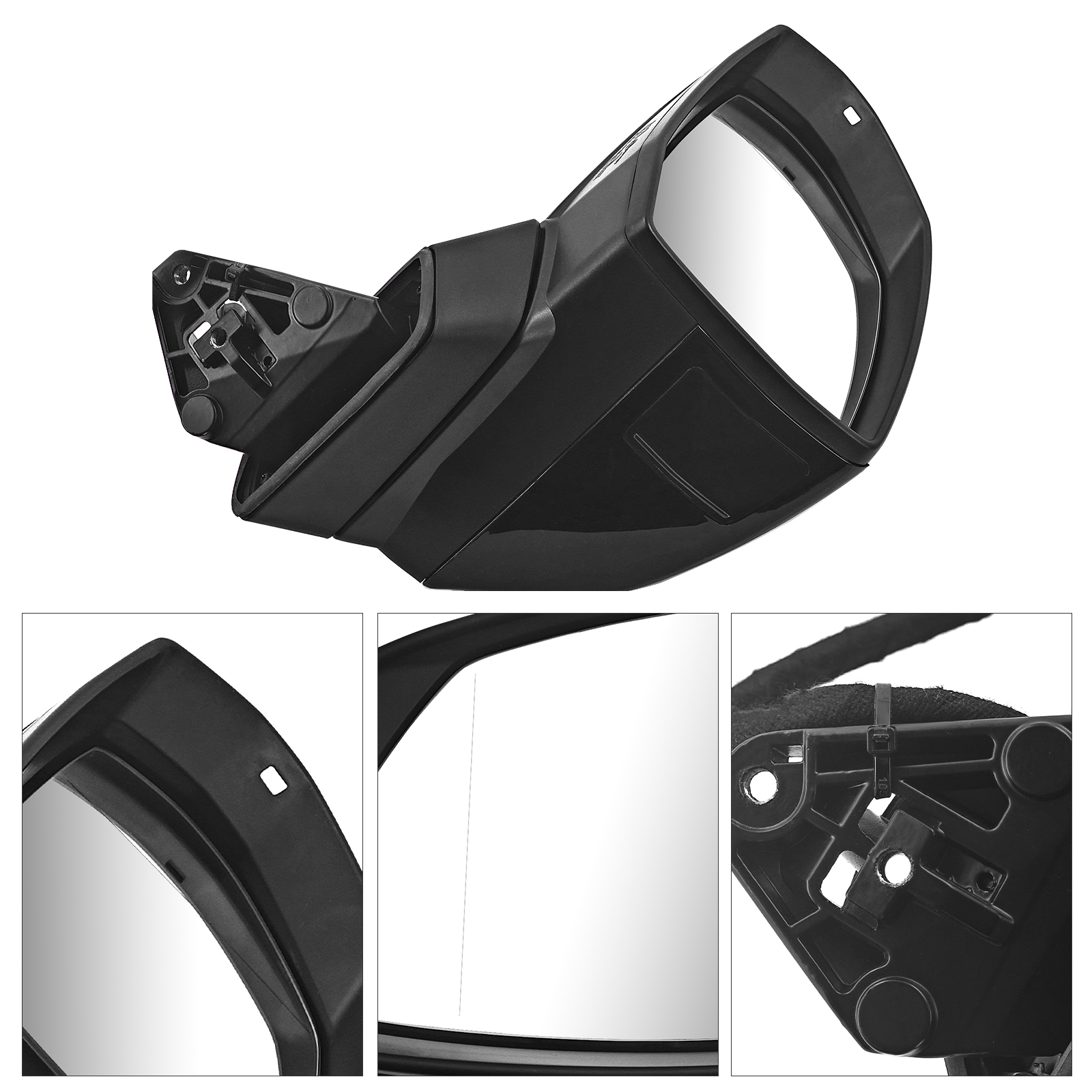 Left Driver Side Mirror 15+1 Wires w/Camera for Audi 2017-2019 Q7 Prestige/Premium (Plus) Sport; ECHR, Lane Change Assist, Power Adjustment and Folding, Heated, Turn Signals, Memory, Black