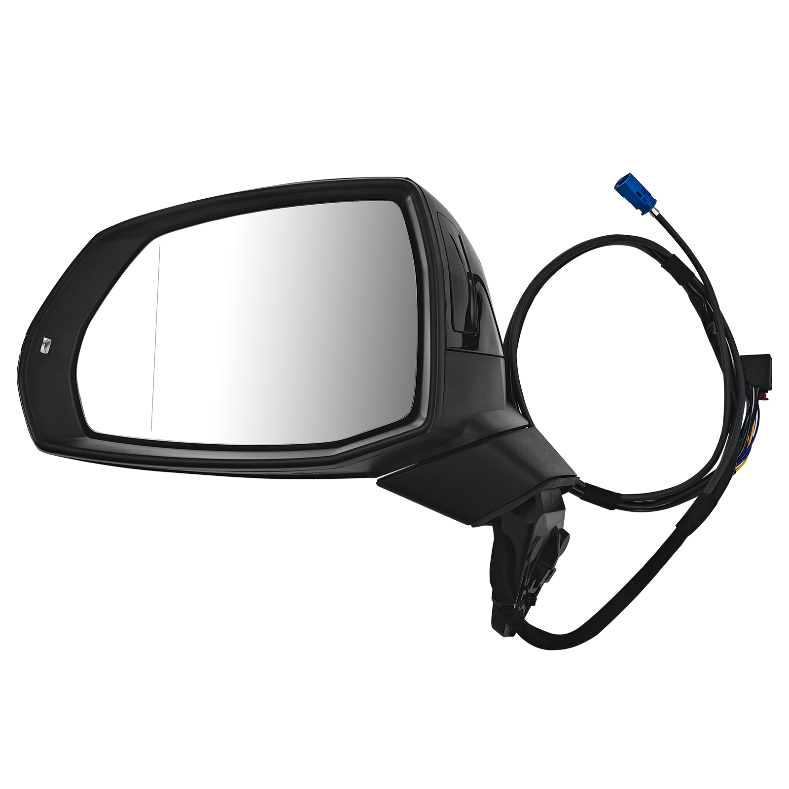 Left Driver Side Mirror 15+1 Wires w/Camera for Audi 2017-2019 Q7 Prestige/Premium (Plus) Sport; ECHR, Lane Change Assist, Power Adjustment and Folding, Heated, Turn Signals, Memory, Black