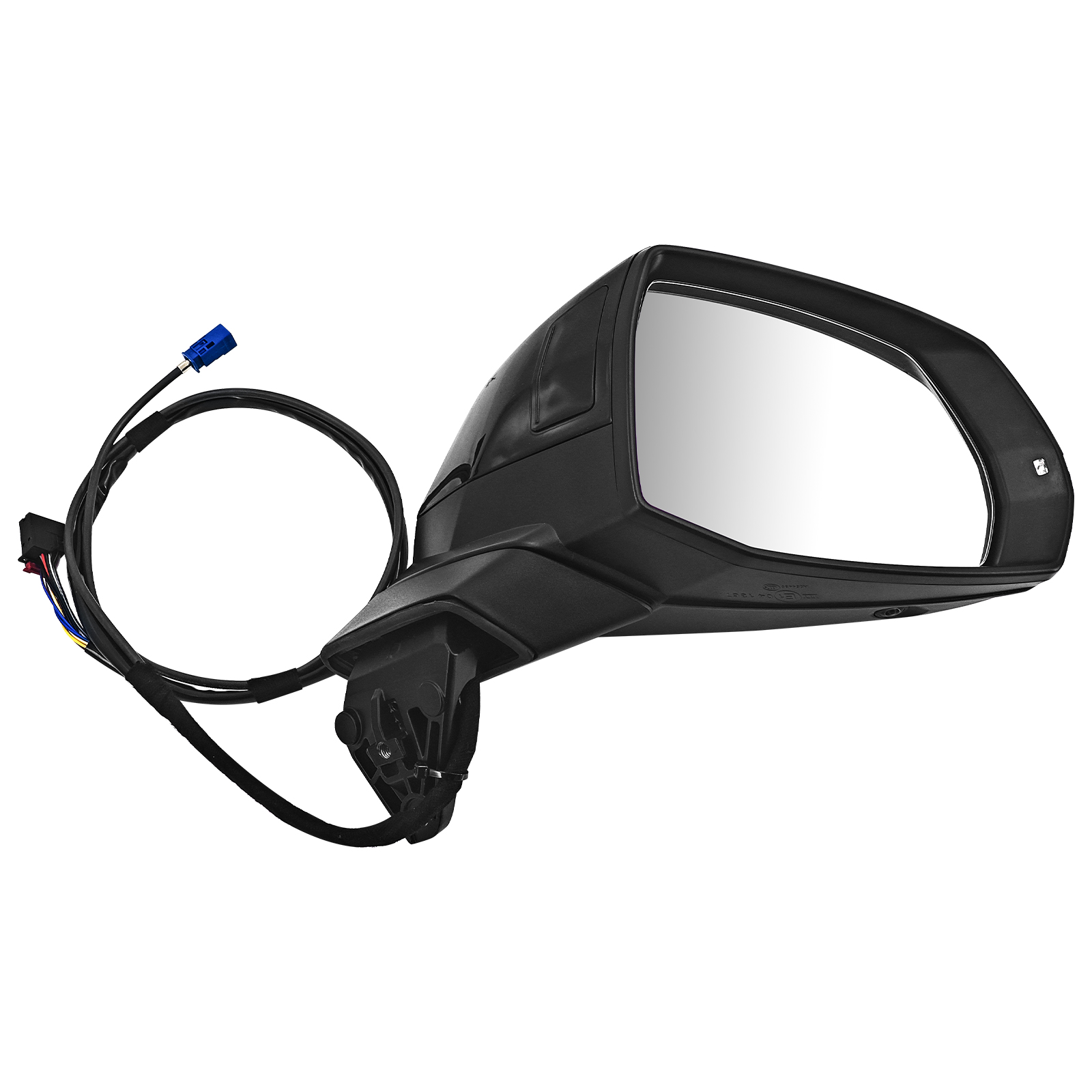 Right Passenger Side Mirror 15+1 Wires w/Camera for Audi 2017-2019 Q7 Prestige/Premium (Plus) Sport; ECHR, Lane Change Assist, Power Adjustment and Folding, Heated, Turn Signals, Memory, Black