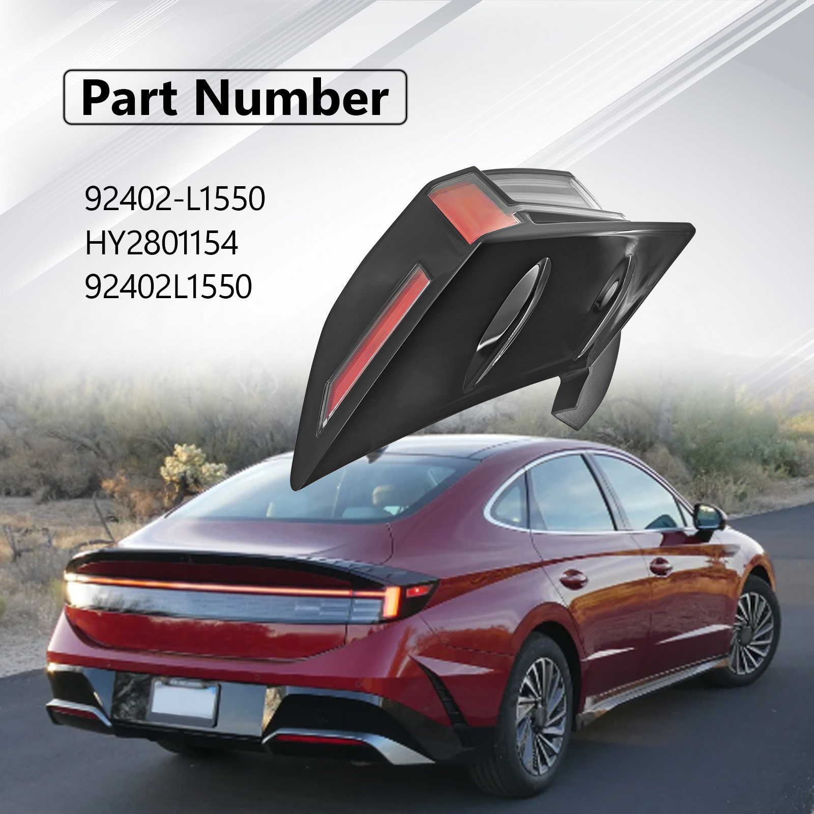 1pair Rear Left+Right Outer Full LED Tail Light Fits Hyundai Sonata 2024-2026