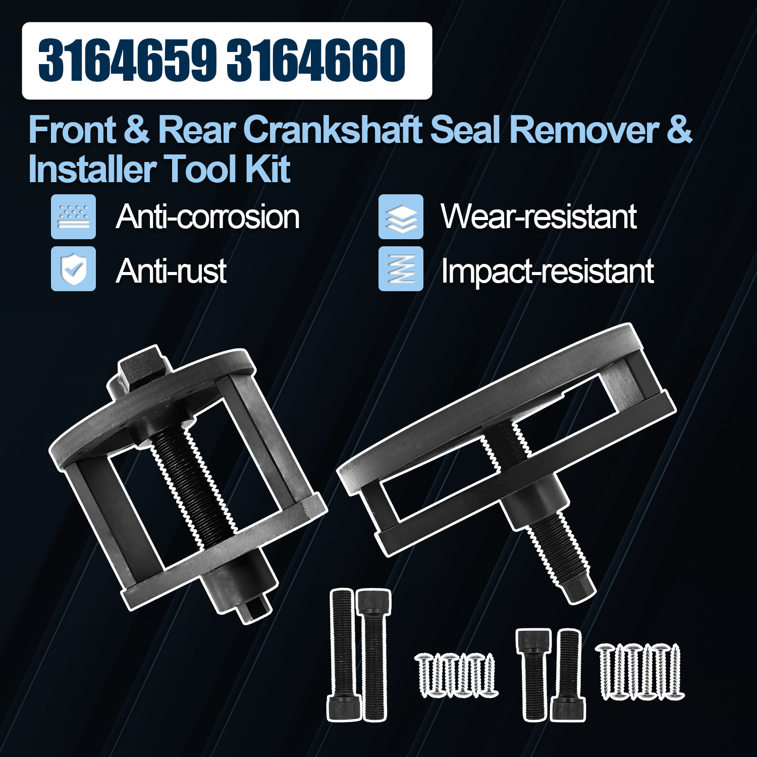 Front & Rear Crankshaft Seal Remover & Installer Tool Kit for Cummins 1989-2016 4BT 3.9L B Series 5.9L ISB 5.9L 6.7L QSB 5.9L 6.7L Paccar Engines PX-6