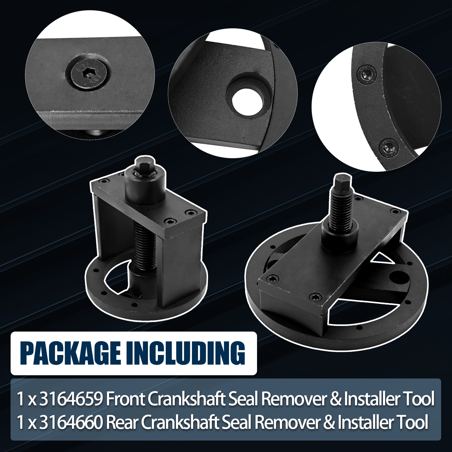 Front & Rear Crankshaft Seal Remover & Installer Tool Kit for Cummins 1989-2016 4BT 3.9L B Series 5.9L ISB 5.9L 6.7L QSB 5.9L 6.7L Paccar Engines PX-6