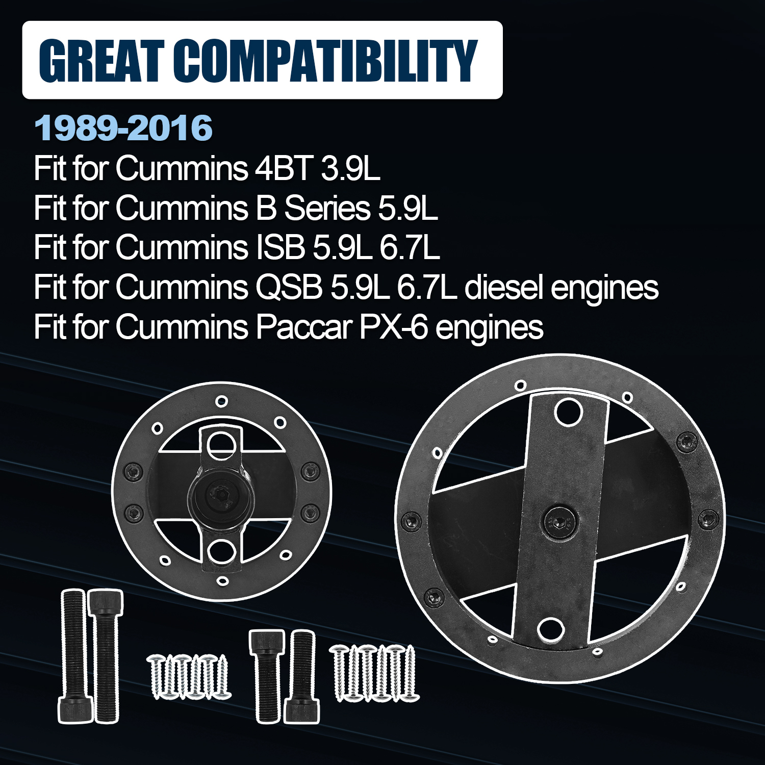 Front & Rear Crankshaft Seal Remover & Installer Tool Kit for Cummins 1989-2016 4BT 3.9L B Series 5.9L ISB 5.9L 6.7L QSB 5.9L 6.7L Paccar Engines PX-6