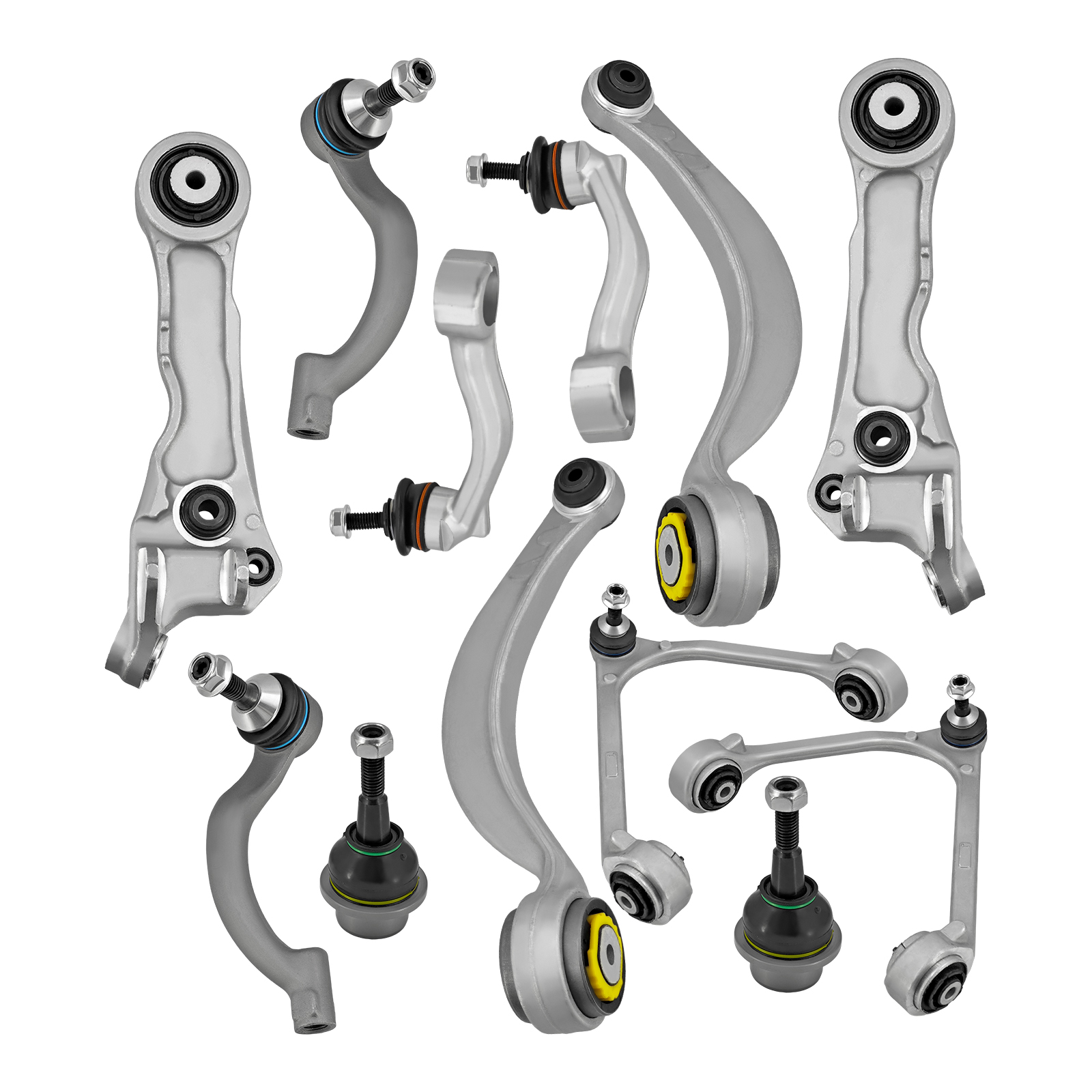 Front Suspension Kit for Jaguar S-Type XF XFR 2003-2015 | 12PCS, Upper & Lower Control Arm, w/Ball joint & Bushing Outer Tie Rod