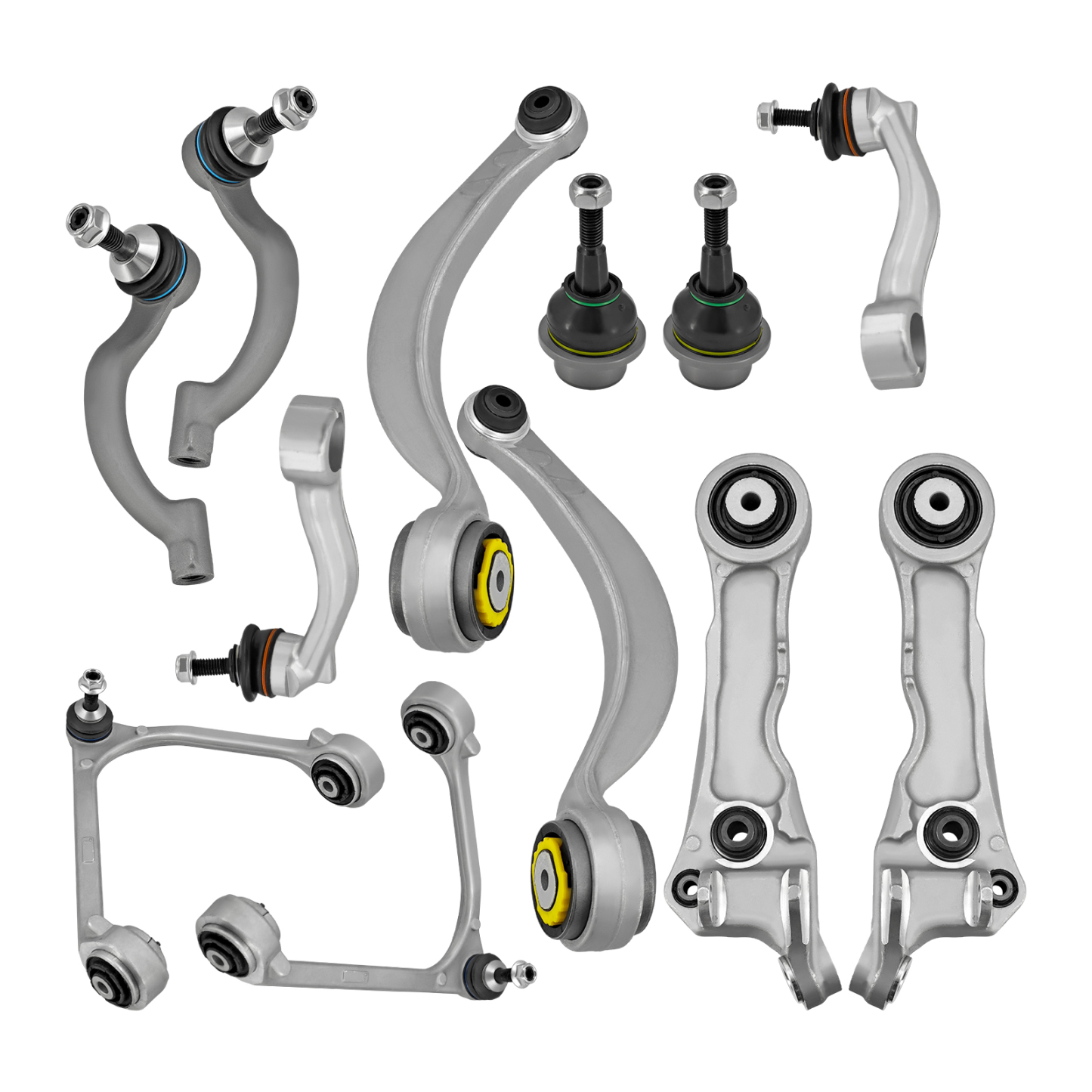 Front Suspension Kit for Jaguar S-Type XF XFR 2003-2015 | 12PCS, Upper & Lower Control Arm, w/Ball joint & Bushing Outer Tie Rod