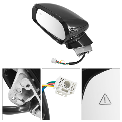 8 Pin Black Left Driver Side Mirror Fits for Kia Sorento 2021-2025 w/Power Adjust/ Heated/Signal Light/ Blind Spot