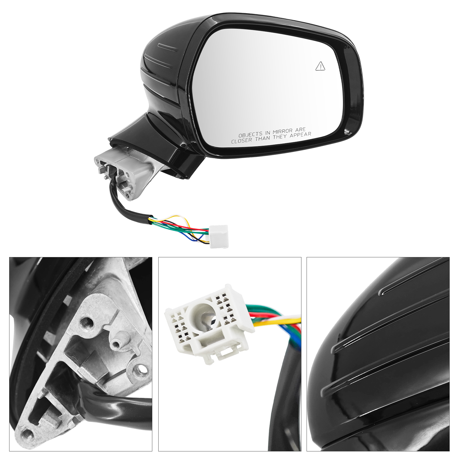 8 Pin Black Right Side Mirror Fits for Kia Sorento 2021-2025 w/Power Adjust/ Heated/Signal Light/ Blind Spot