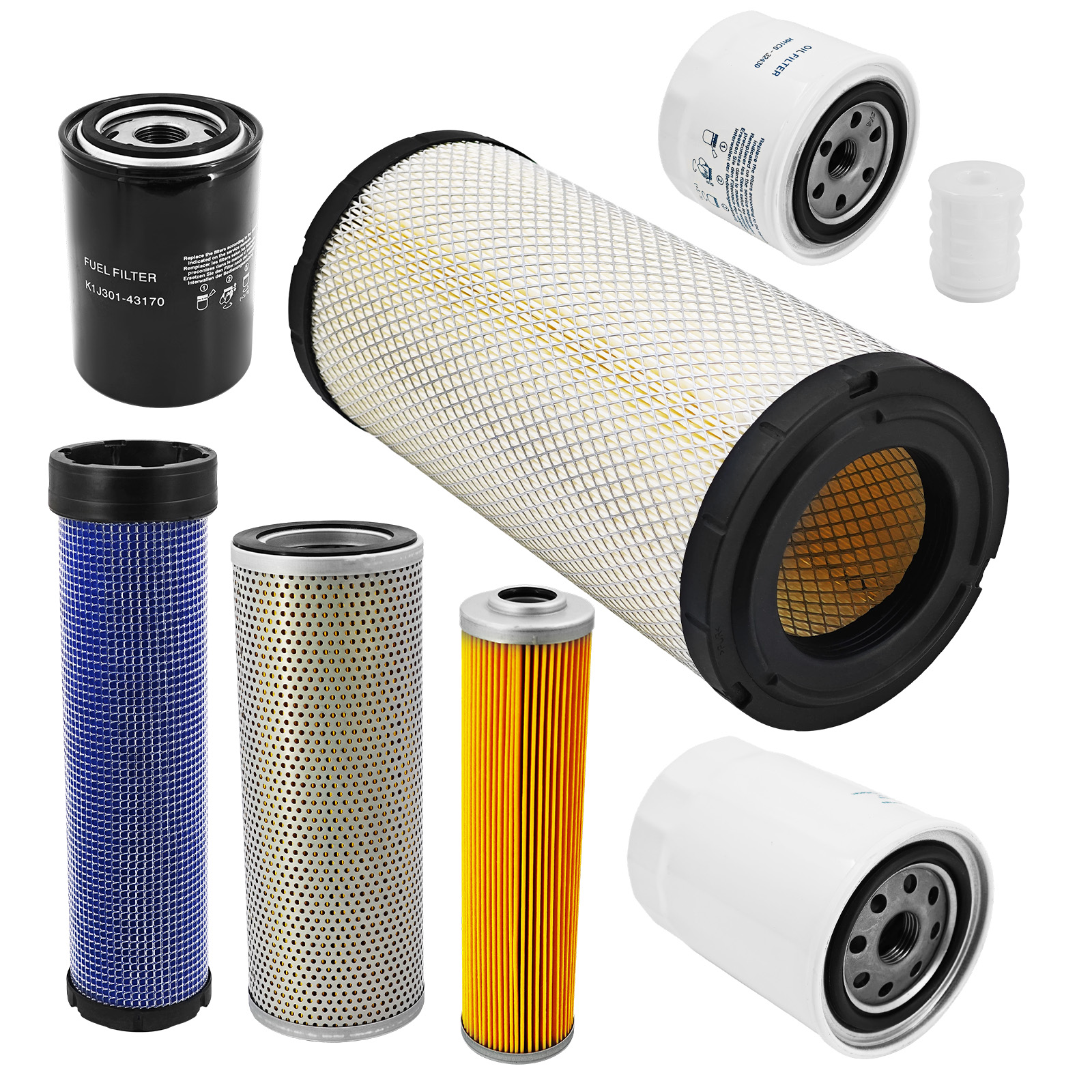 8 Pcs K38889902 Maintenance Filter Kit Compatible with Takeuchi TL12V2 and TL12R2