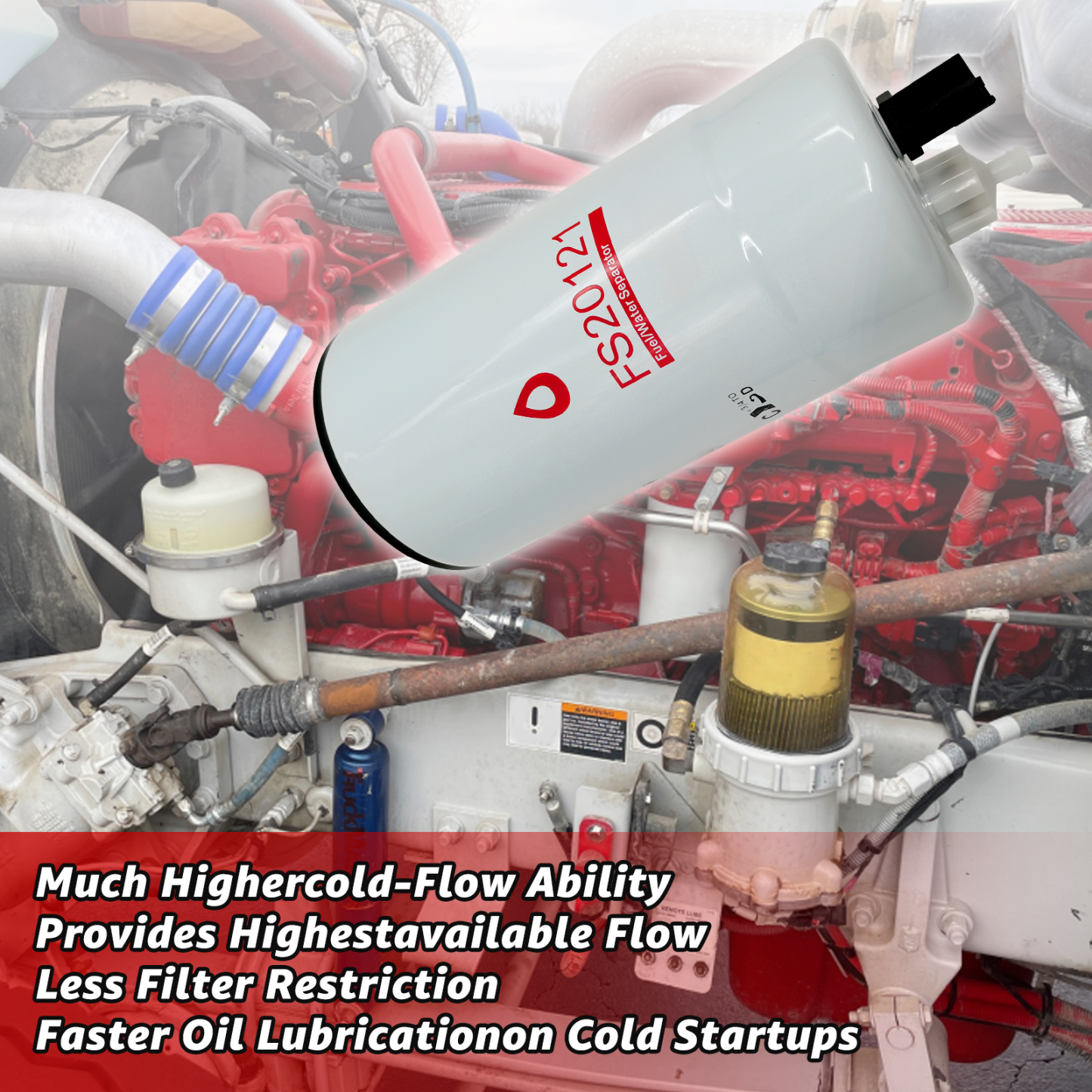 6 PCS Fuel Water Separator Cartridge FS20121 Fuel Water Separator Filter Compatible with Cummins Cummins L9, B6.7 Replaces 5444245 5528103