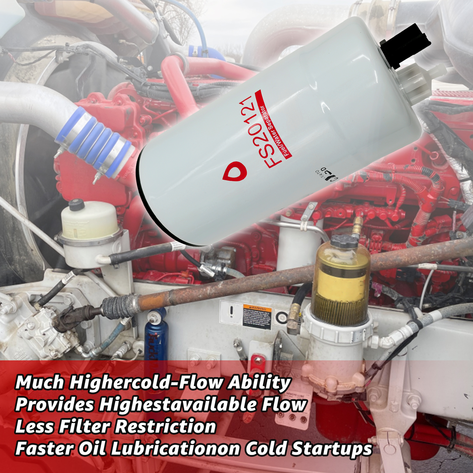 6 PCS Fuel Water Separator Cartridge FS20121 Fuel Water Separator Filter Compatible with Cummins Cummins L9, B6.7 Replaces 5444245 5528103