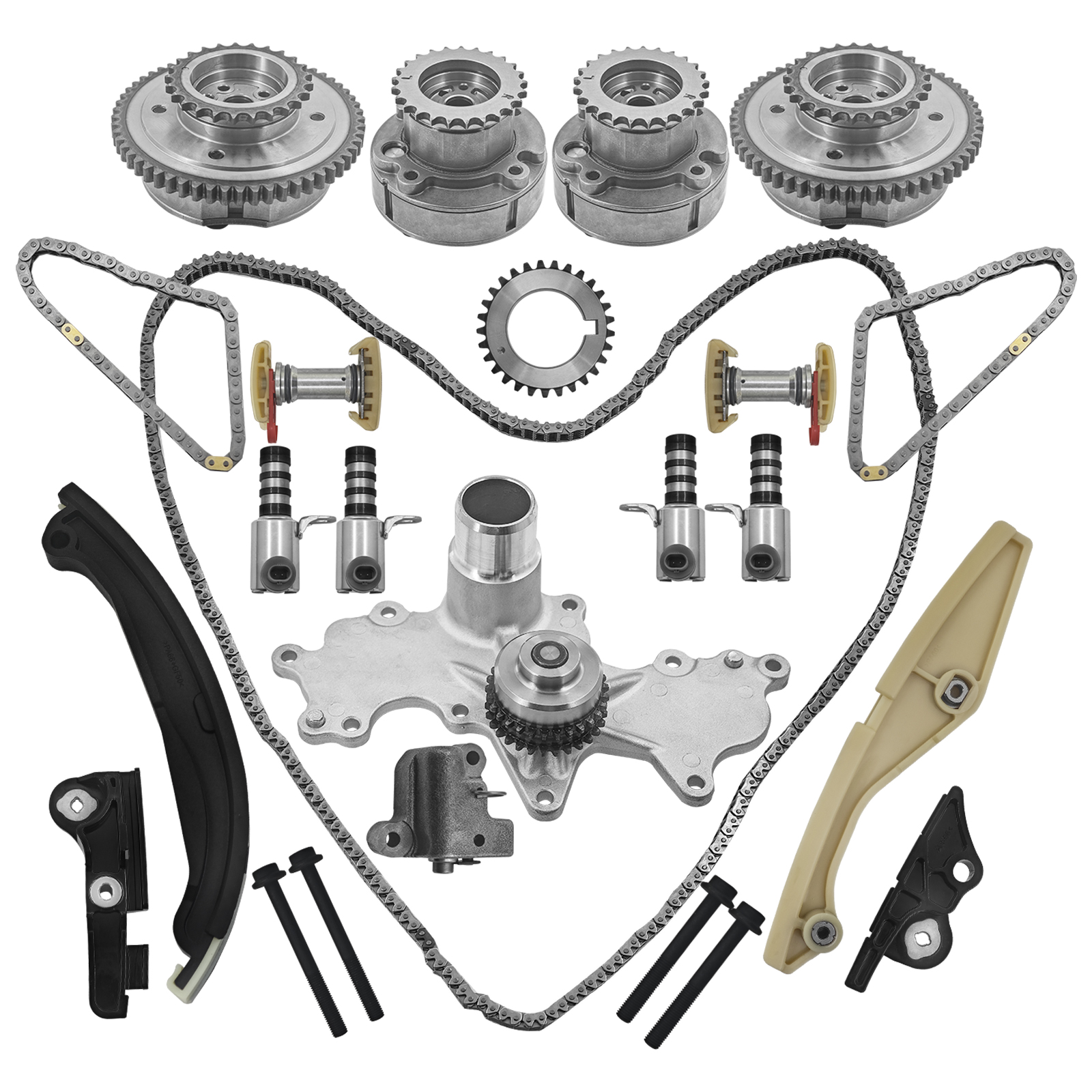 Timing Chain Kits Fit for Ford F-150 3.5 Ecoboost 2011-2013, Fit for Ford Transit-150/250/ 350/350 HD 3.5L 2015-2016, W/Water Pump VVT Solenoid