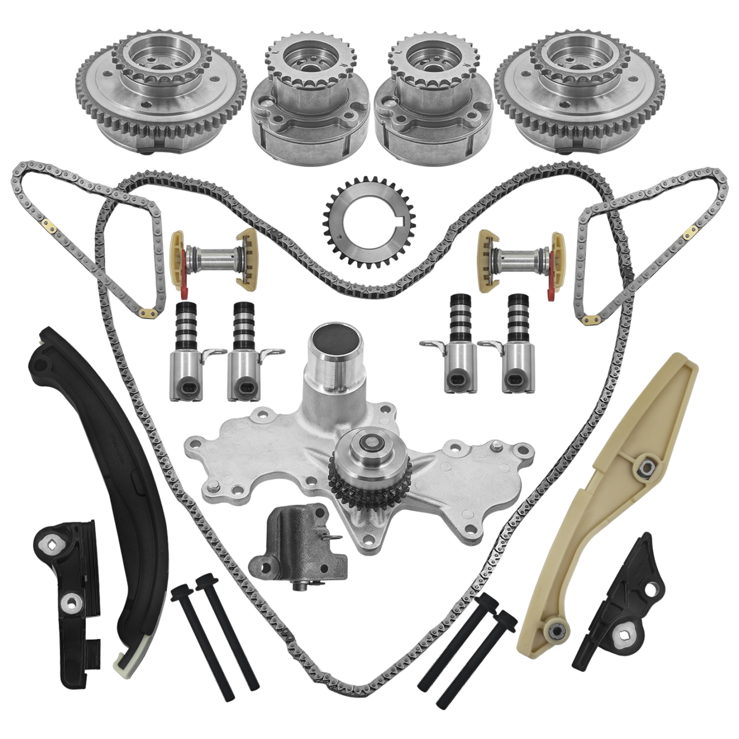 Timing Chain Kits Fit for Ford F-150 3.5 Ecoboost 2011-2013, Fit for Ford Transit-150/250/ 350/350 HD 3.5L 2015-2016, W/Water Pump VVT Solenoid