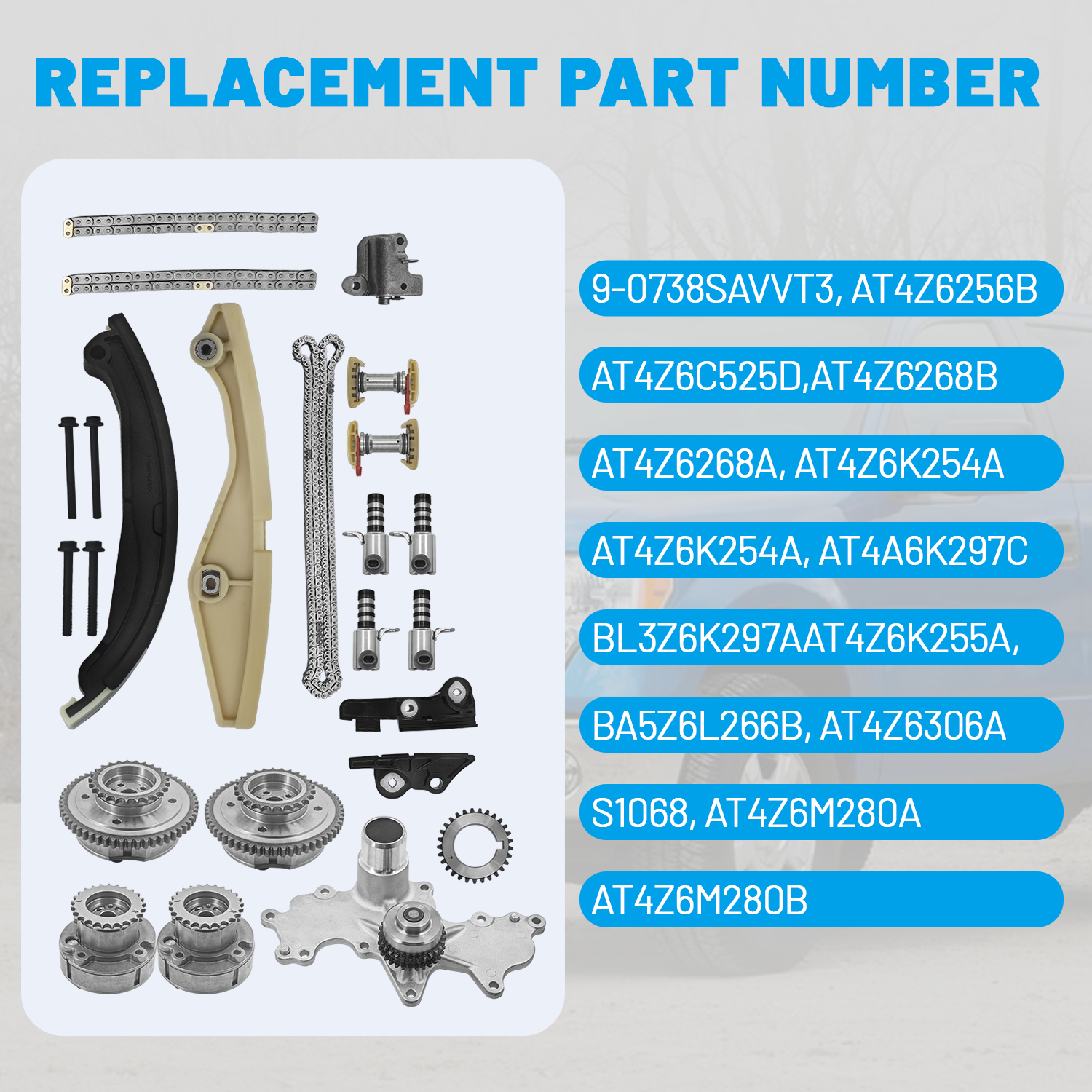 Timing Chain Kits Fit for Ford F-150 3.5 Ecoboost 2011-2013, Fit for Ford Transit-150/250/ 350/350 HD 3.5L 2015-2016, W/Water Pump VVT Solenoid