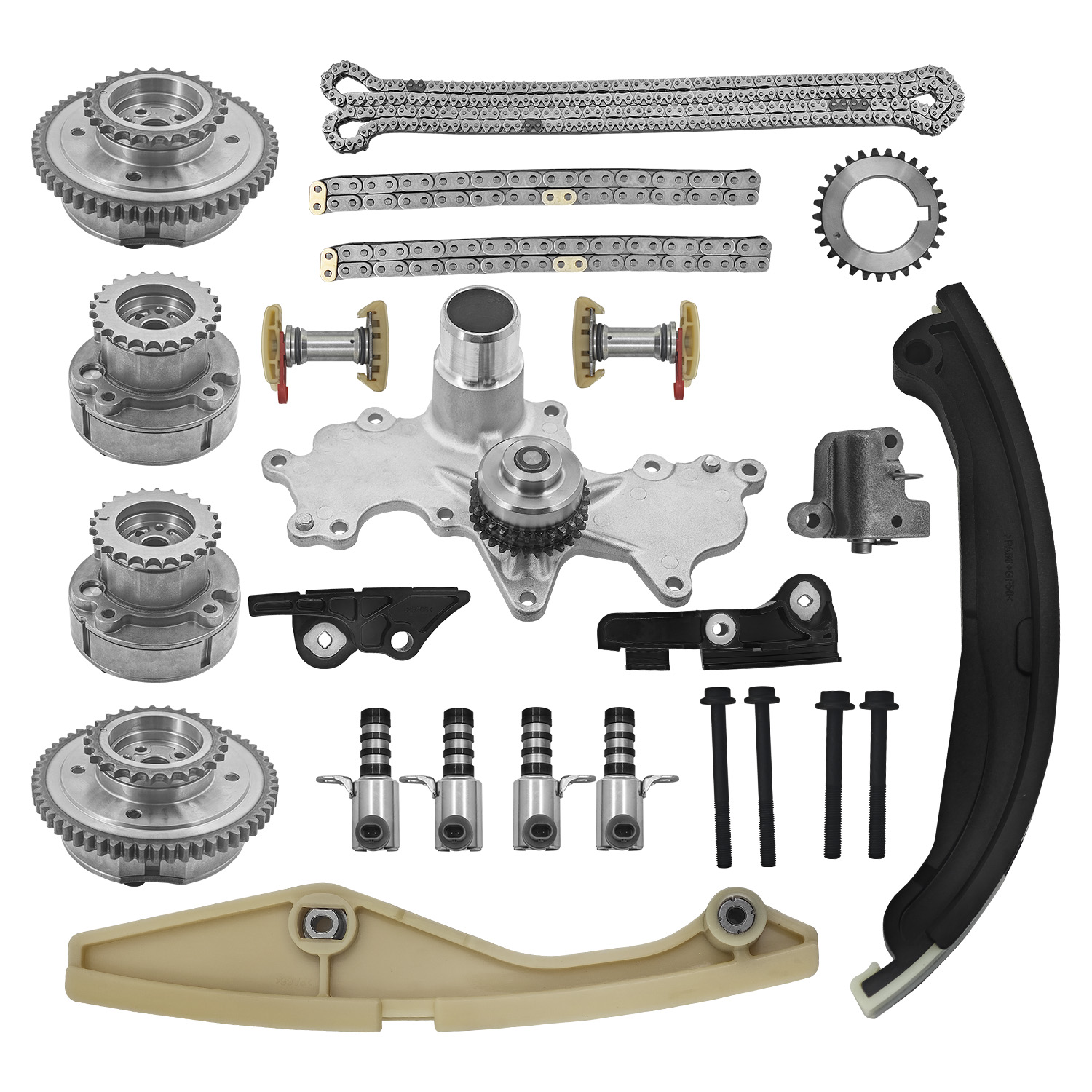 Timing Chain Kits Fit for Ford F-150 3.5 Ecoboost 2011-2013, Fit for Ford Transit-150/250/ 350/350 HD 3.5L 2015-2016, W/Water Pump VVT Solenoid