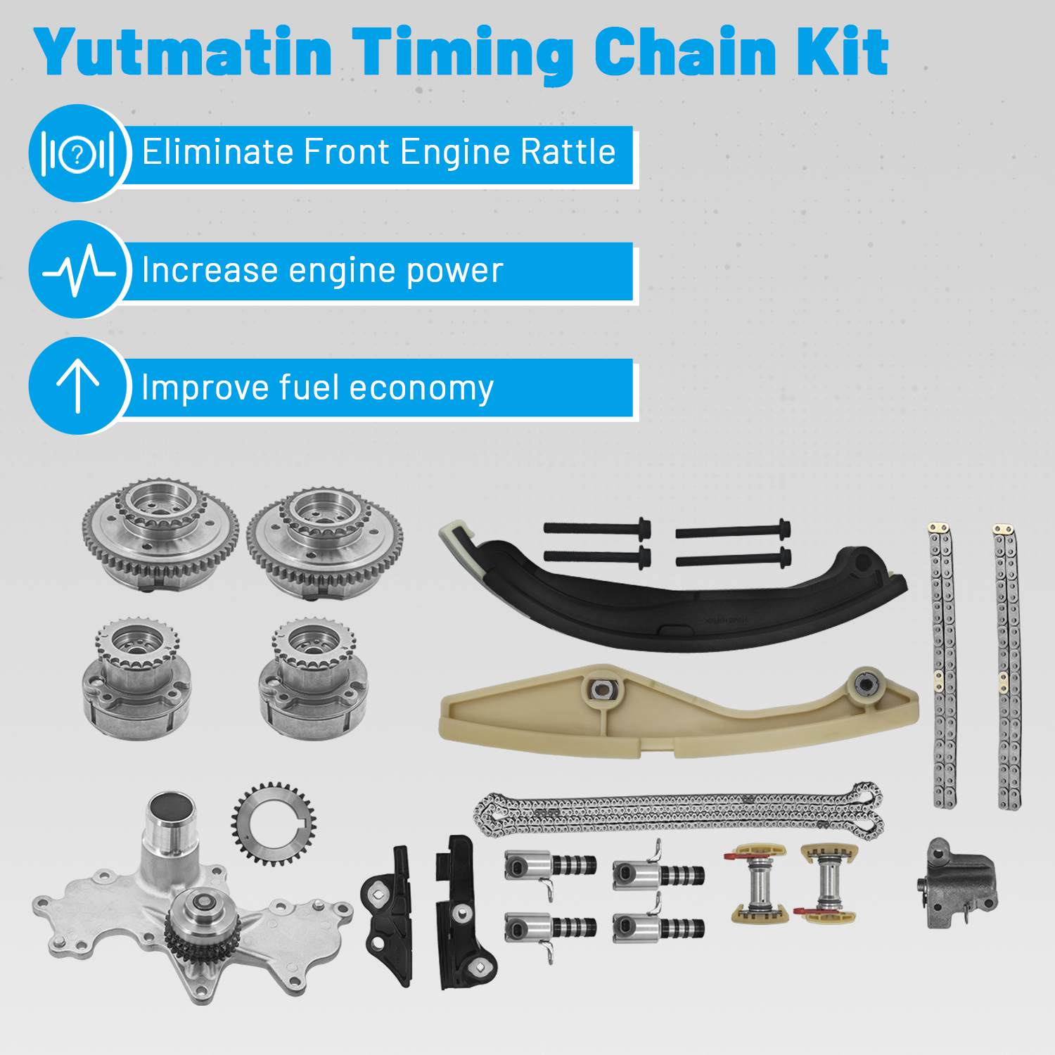 Timing Chain Kits Fit for Ford F-150 3.5 Ecoboost 2011-2013, Fit for Ford Transit-150/250/ 350/350 HD 3.5L 2015-2016, W/Water Pump VVT Solenoid