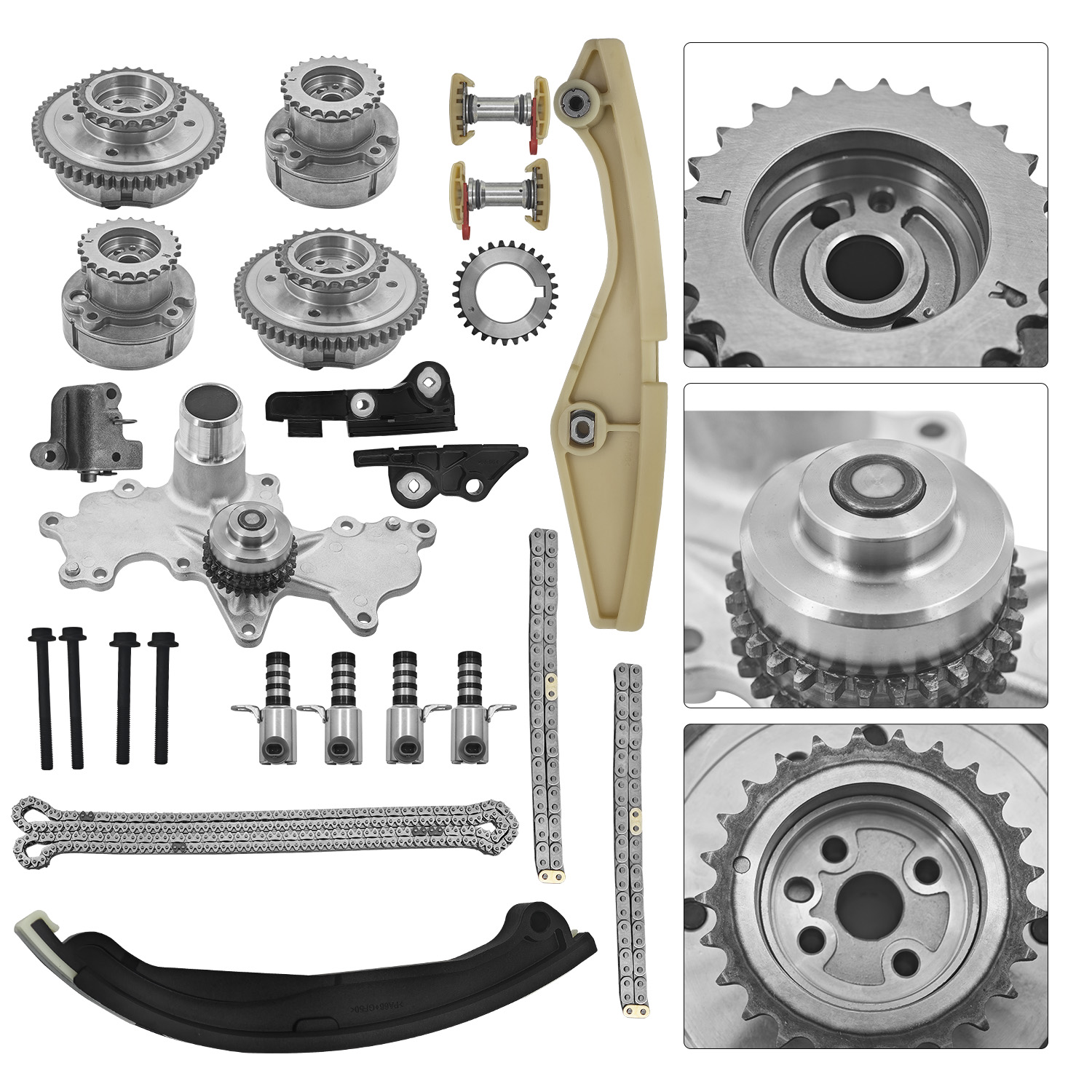 Timing Chain Kits Fit for Ford F-150 3.5 Ecoboost 2011-2013, Fit for Ford Transit-150/250/ 350/350 HD 3.5L 2015-2016, W/Water Pump VVT Solenoid