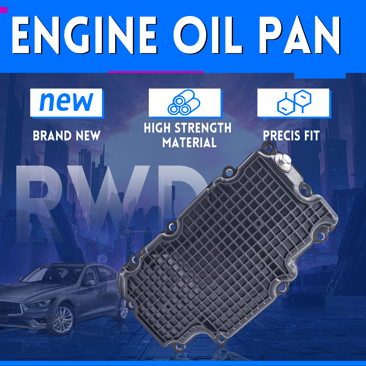 11110-5CA2A Lower Engine Oil Pan Fits for Infiniti Q50 2016-2022 3.0L V6 RWD